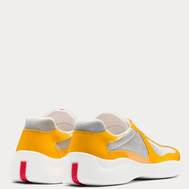Prada Gold Patent Leather Americas Cup Sneakers - Luxury Fashion Sneakers for Men & Women - Perfect for Casual Wear, Street Style & High-End Fashion Outfits