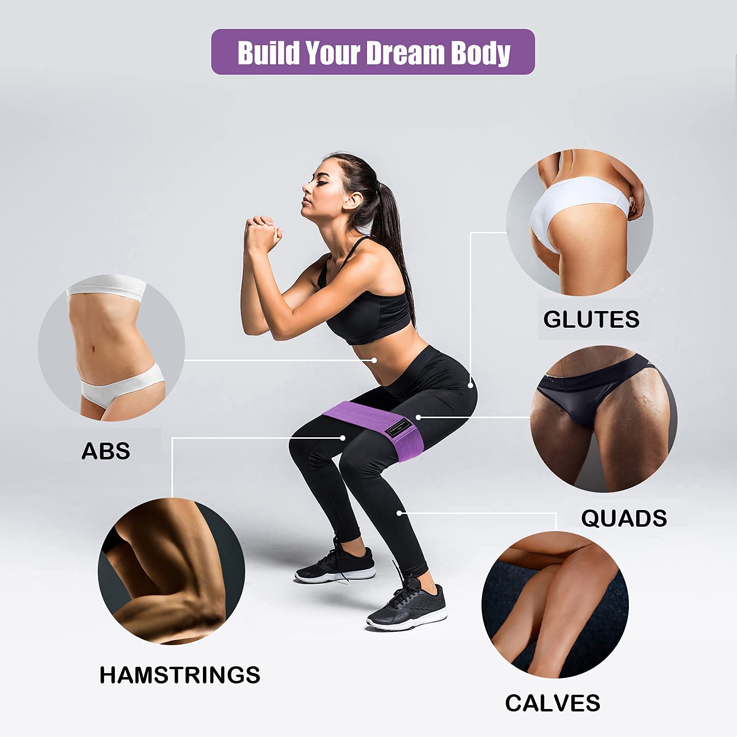 Athnevy Non-Slip Booty Resistance Bands for Women - 3 Pack with Carrying Bag | Durable Elastic Bands for Leg & Glute Workouts, Home Fitness, Strength Training & Yoga | Perfect for Gym, Travel & Home Exercise Routines
