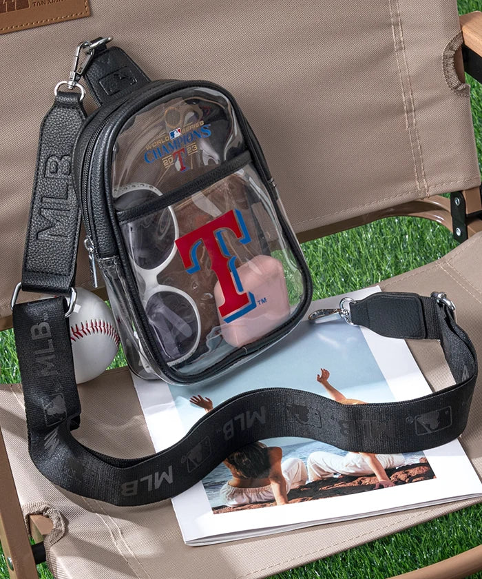 MLB Texas Rangers Clear Mini Sling Stadium Bag - Lightweight Crossbody Purse for Baseball Games, Concerts & Travel - Approved Clear Bag for Stadium Security
