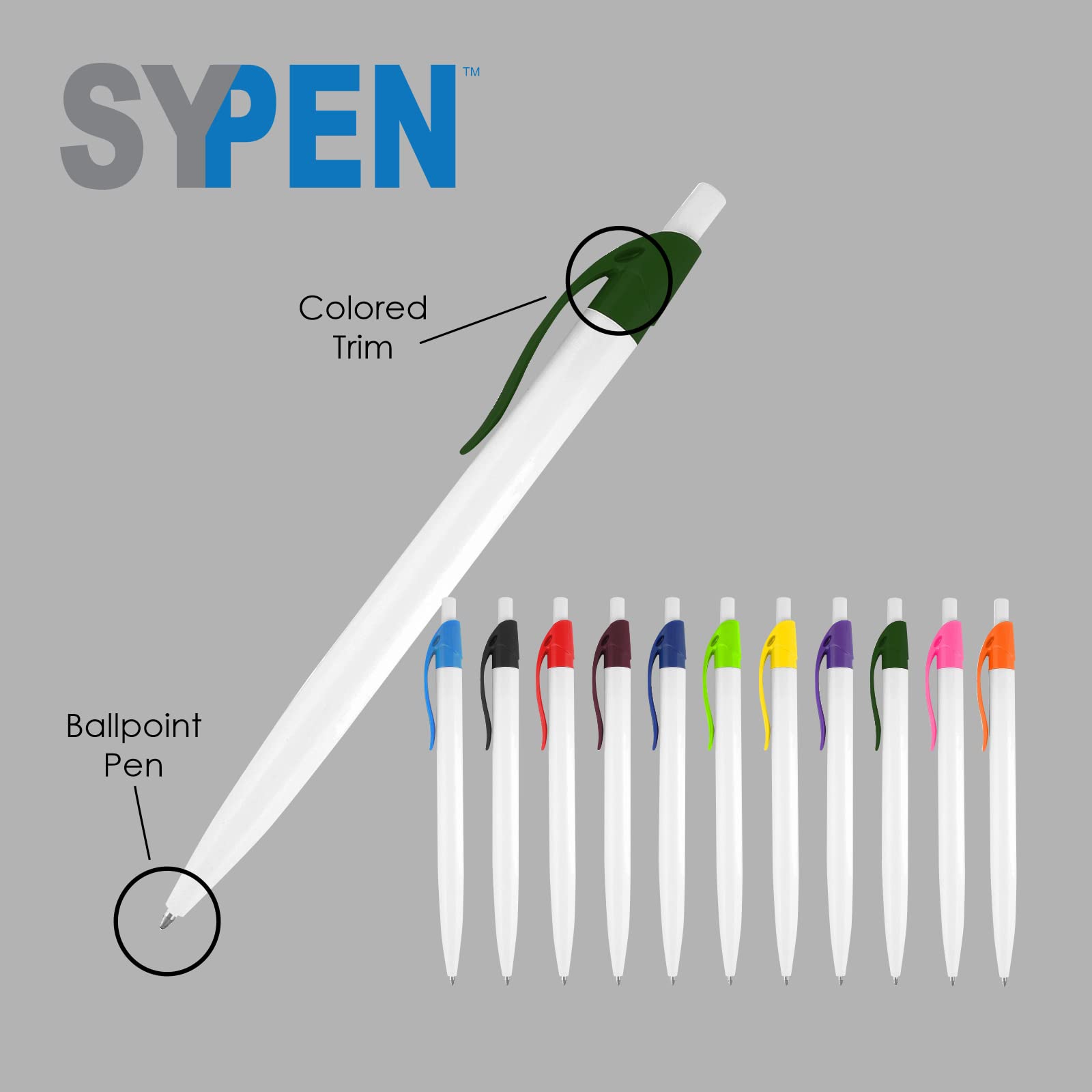 Custom Printed Ballpoint Click Pens with Logo - 500 Pack Bulk for Business, Events & Promotions - Personalized Light Blue Trim Pens with Black Ink - Perfect for Corporate Gifts, Trade Shows & Branding