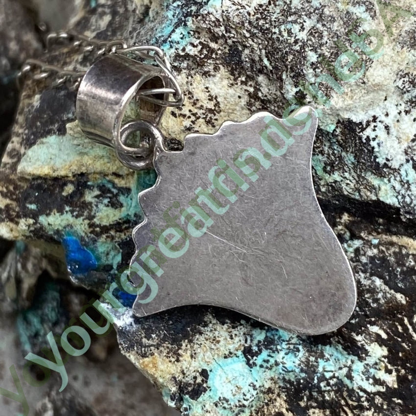 Turquoise Inlay Sterling Silver Pendant Necklace with Chain - Elegant Boho Jewelry for Women, Perfect for Casual Wear, Parties & Gifts