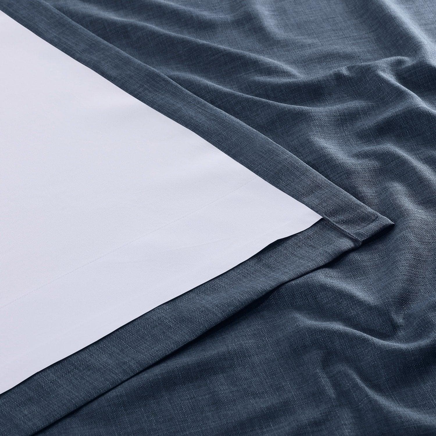 Sergeants Blue Italian Faux Linen Blackout Curtains for Bedroom & Living Room - Thermal Insulated Room Darkening Window Drapes for Home Decor