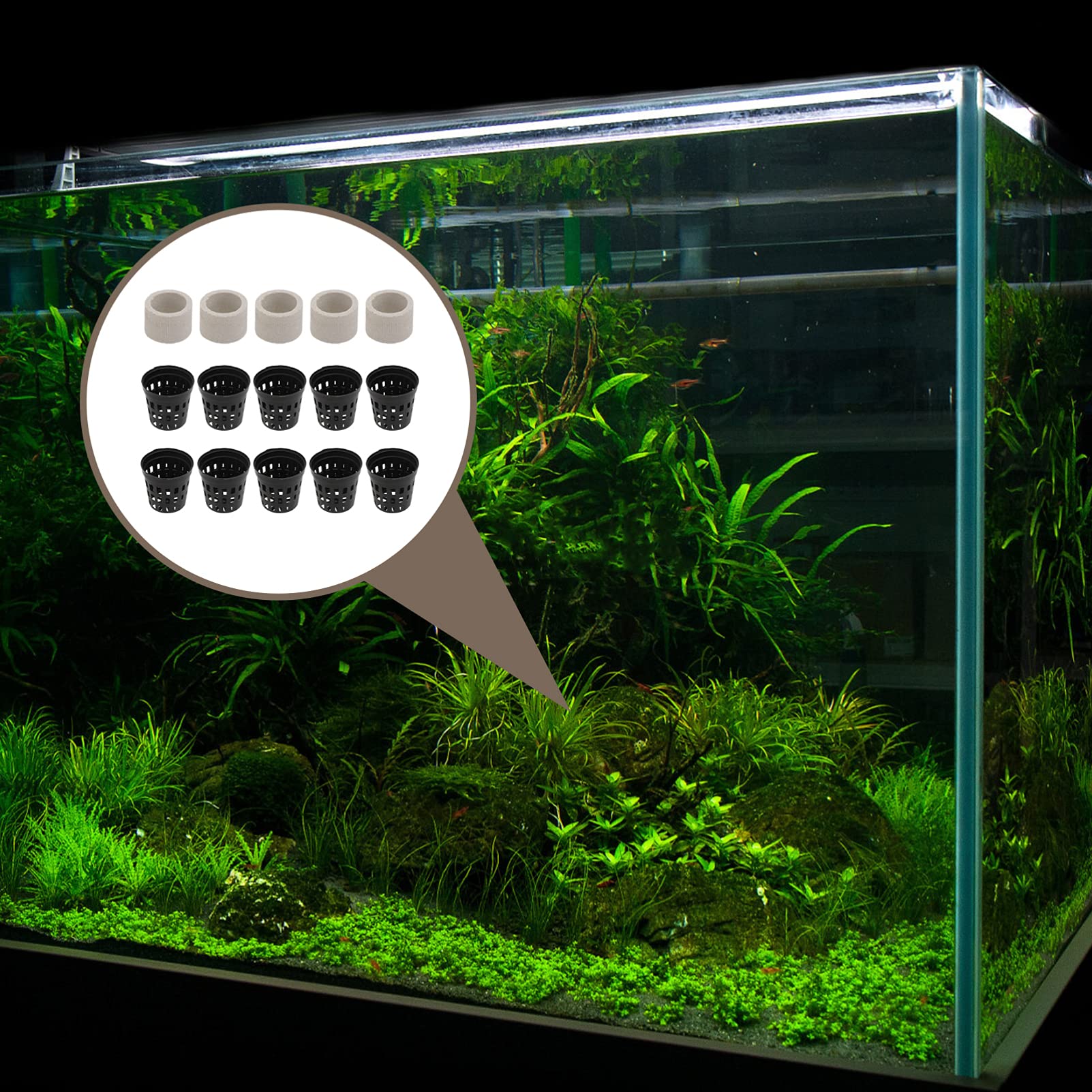 NUOBESTY 15 Pcs Aquarium Plant Anchors - 4.50X4.20X3.10cm Ceramic Water Plant Fixing Rings for Fish Tank, Aquatic Plant Holders, Breathing Rings - Perfect for Freshwater & Saltwater Aquascaping, Planted Tanks & Aquatic Gardens