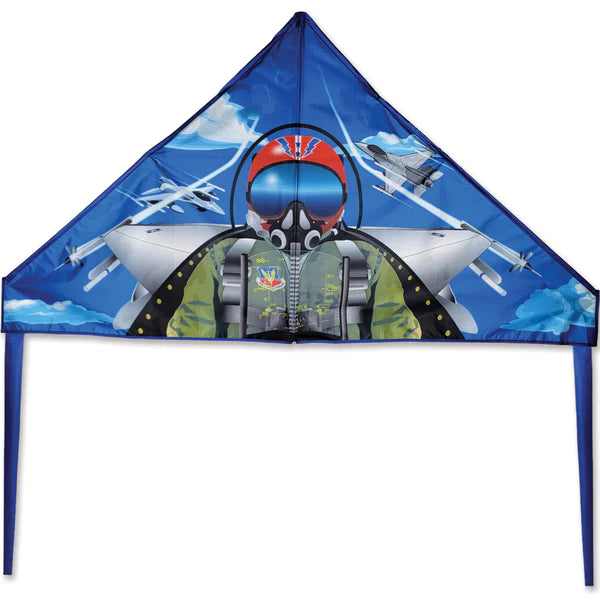 56 Inch Delta Kite - Fighter Pilot Design for Outdoor Fun, Beach Flying & Backyard Activities - High Performance Kite for Kids & Adults