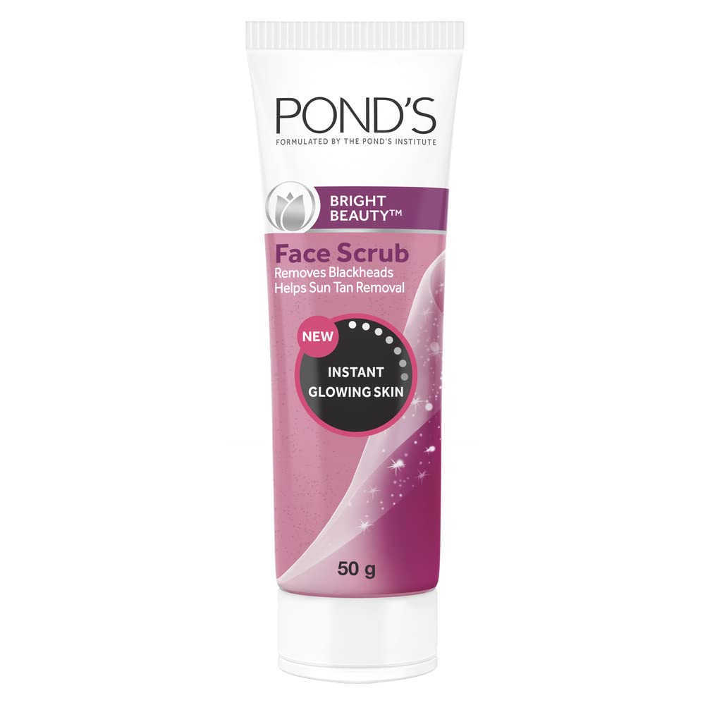 POND'S Bright Beauty Face Scrub - Deep Cleansing & Gentle Exfoliator for Blackhead Removal & Sun Tan - 50g Gel Face Wash for Glowing Skin - Perfect for Daily Skincare & Post-Sun Care Routine