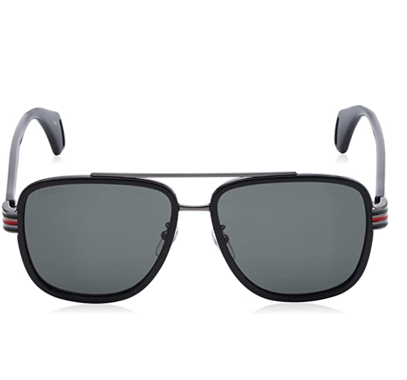 Gucci GG 0448S 001 Black Shiny Grey 58mm Men's Sunglasses | Polarized UV Protection | Perfect for Driving, Beach & Outdoor Activities