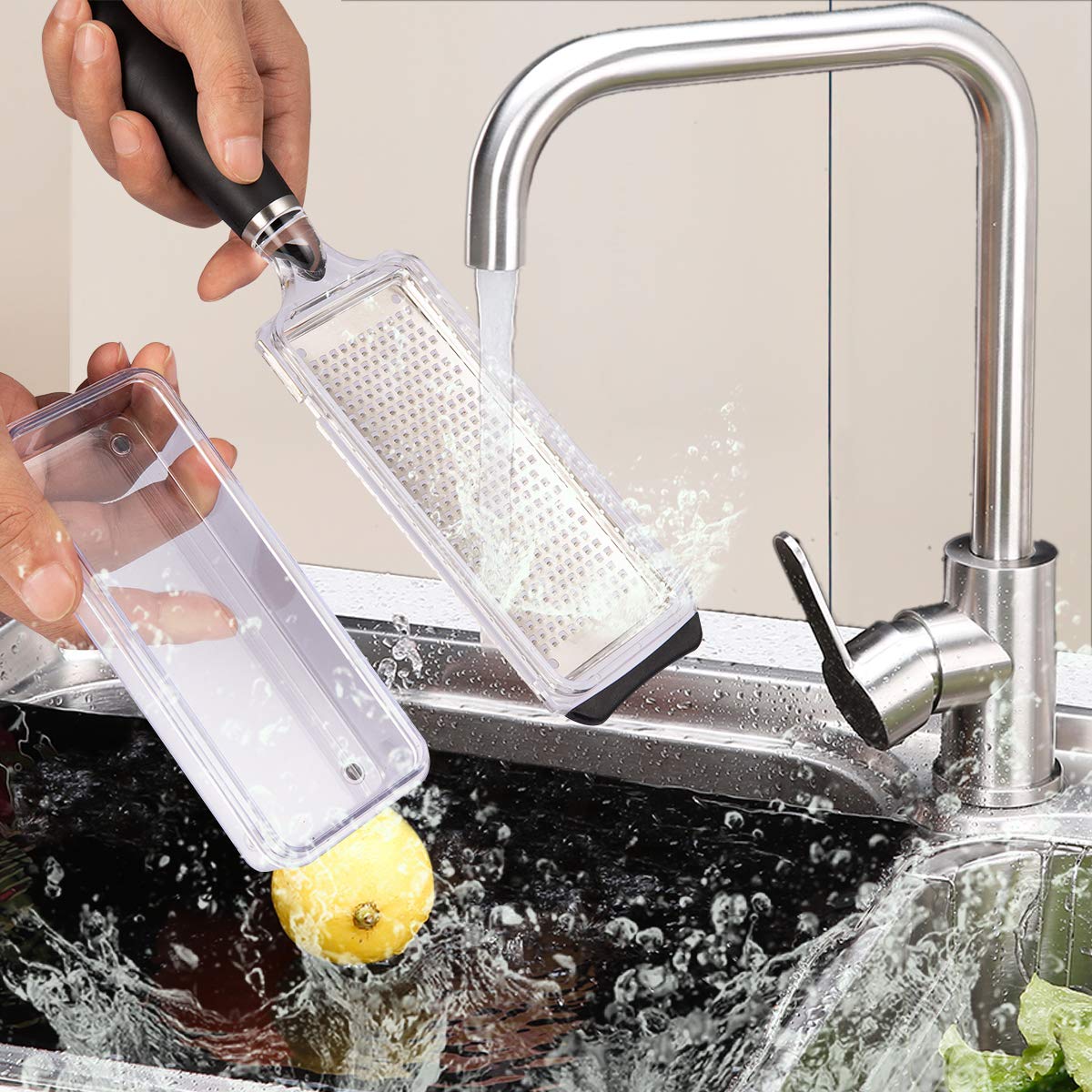 Premium Stainless Steel Ginger Grater with Handle & Catcher - Multi-Purpose Kitchen Tool for Ginger, Lemon Zester, Nutmeg & Garlic - Perfect for Cooking, Baking & Cocktail Making