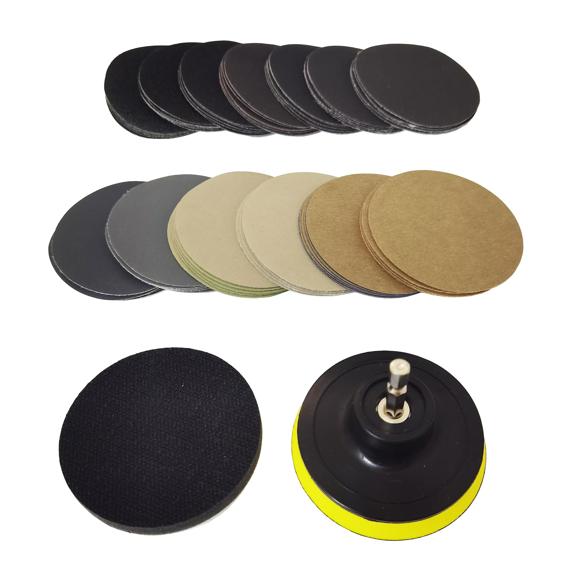 65pcs 3-Inch 75mm Wet Dry Sanding Discs Kit - 80 to 10000 Grit Hook & Loop Sandpaper with M10 Backing Pad & Interface Pad - for Wood, Metal, Jewelry Polishing & Drilling Projects - Perfect for DIY, Automotive, Woodworking & Crafts