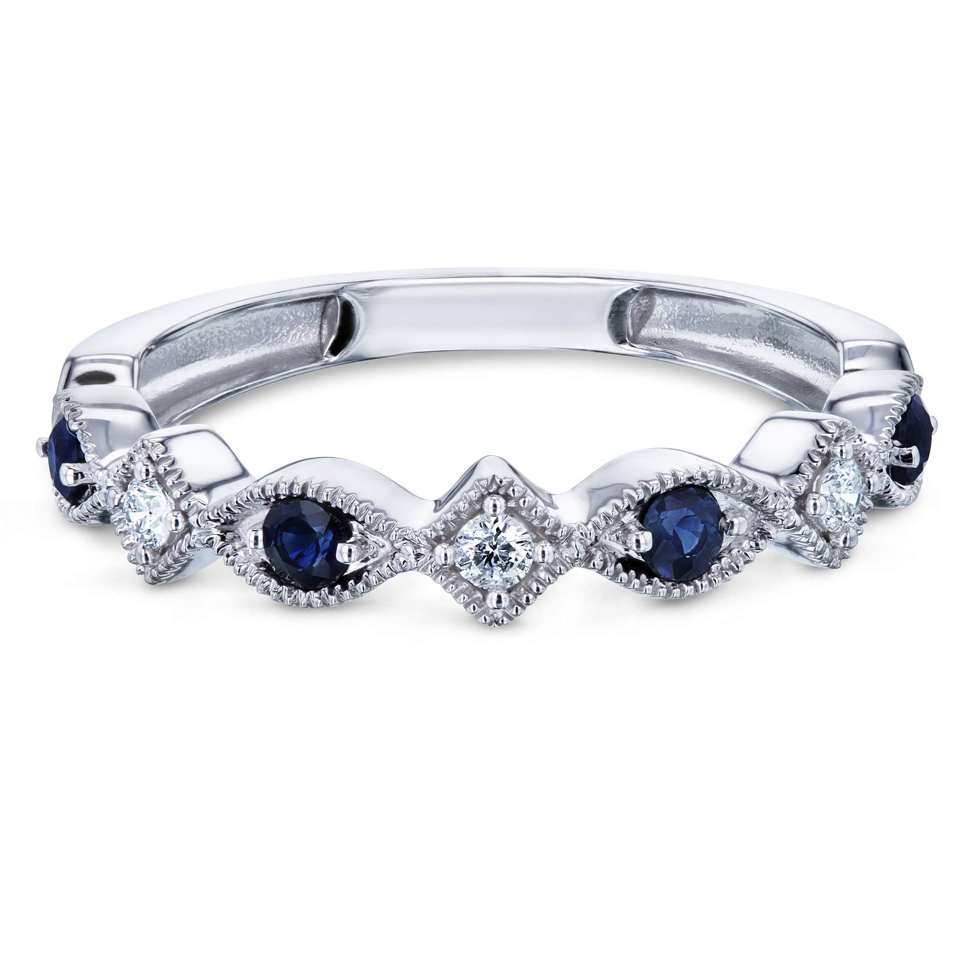 Exquisite Kobelli Alternating Sapphire and Diamond Ring in 14K White Gold | Elegant Jewelry for Engagement, Wedding & Anniversary Gifts