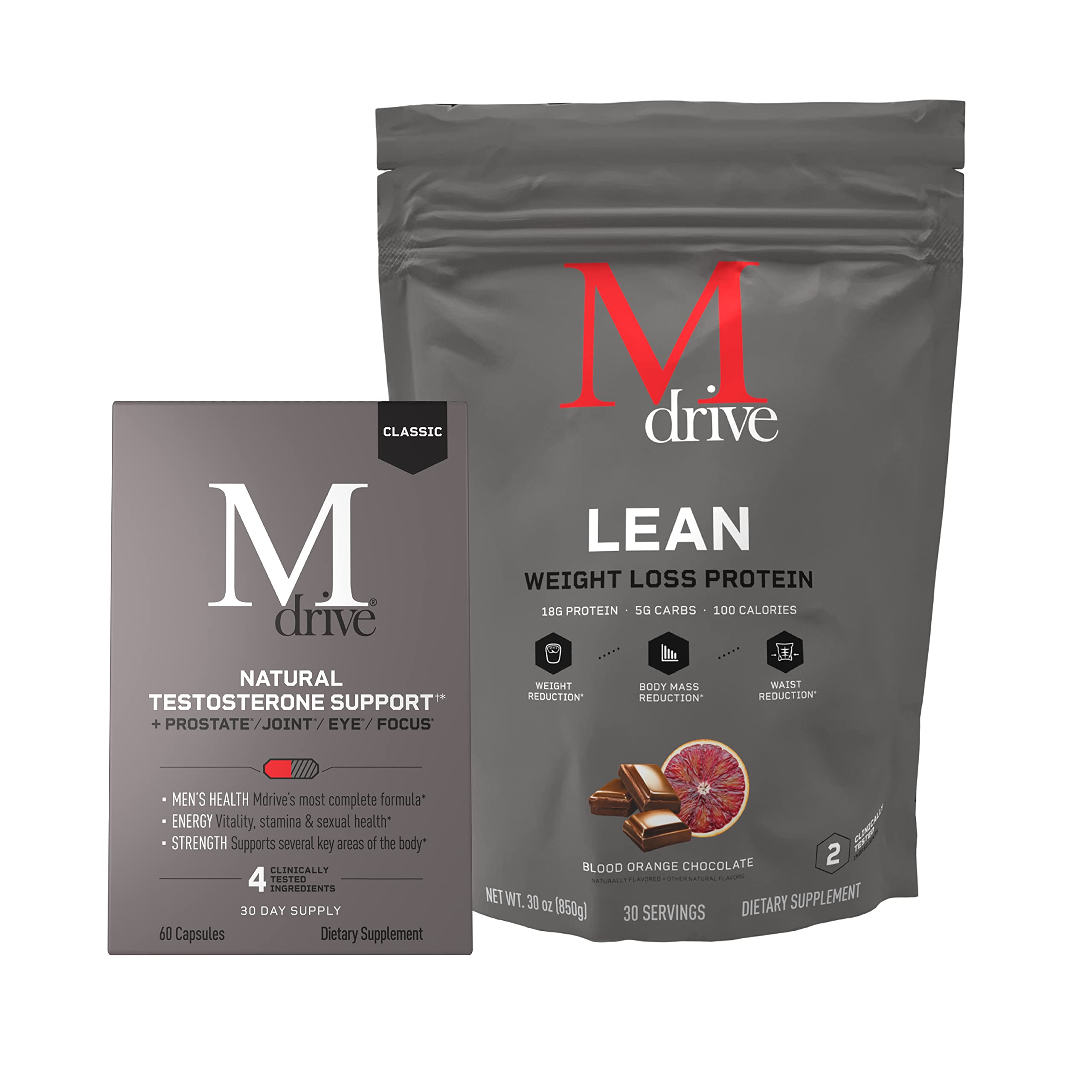 Mdrive Lean Weight Loss Protein Powder for Men - 30 Servings, Supports Lean Muscle Mass, Healthy Prostate, Eyes, Joints, Energy & Stress Relief - Ideal for Fitness, Workout Recovery & Active Lifestyle