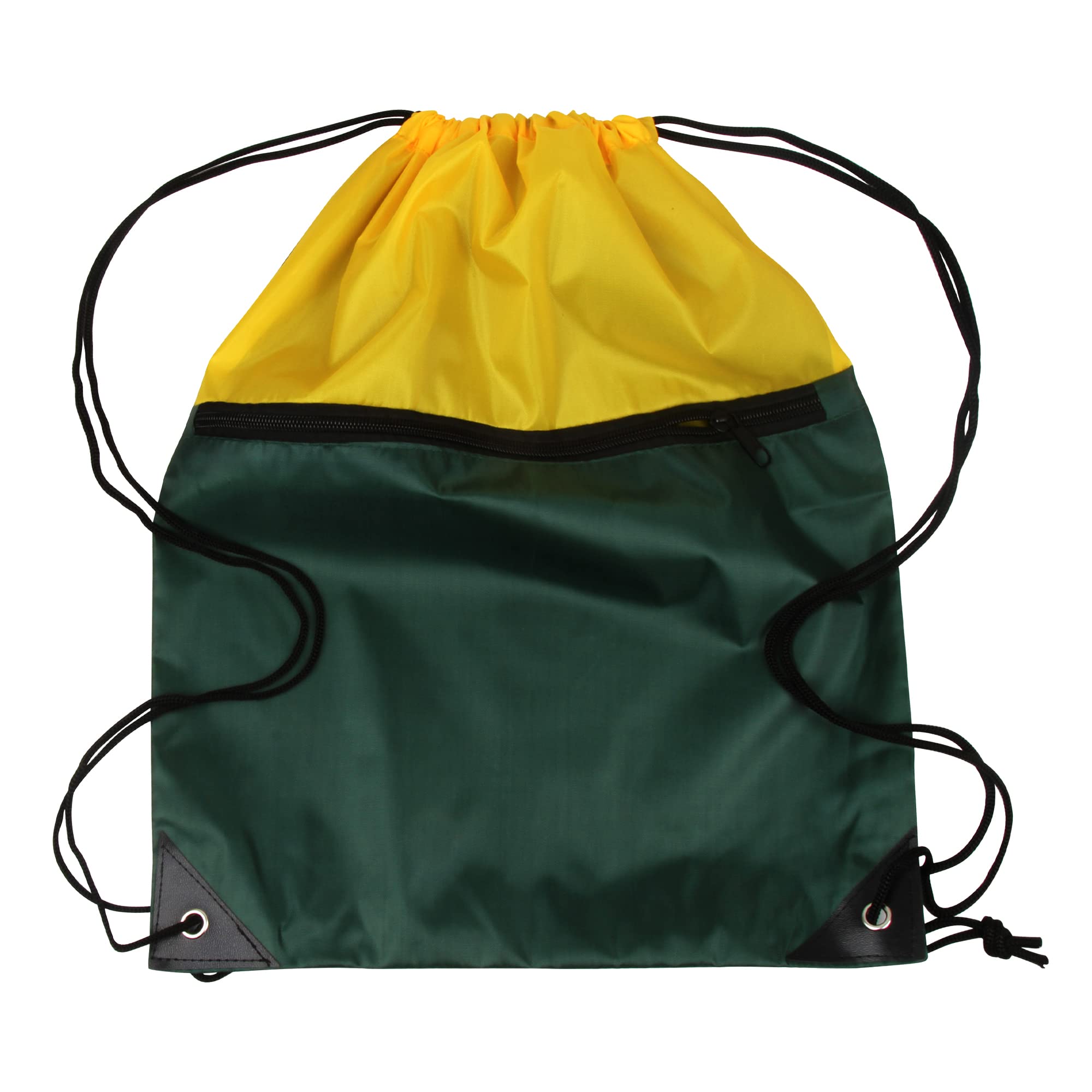 ICObuty 6-Pack Sports Gym Bags - Cheerleading Drawstring Backpacks for Men & Women - 210D Polyester Durable Backpack Sack - Heat Press Compatible (Forest/Yellow) - Perfect for Gym, Sports, Cheerleading & School Activities