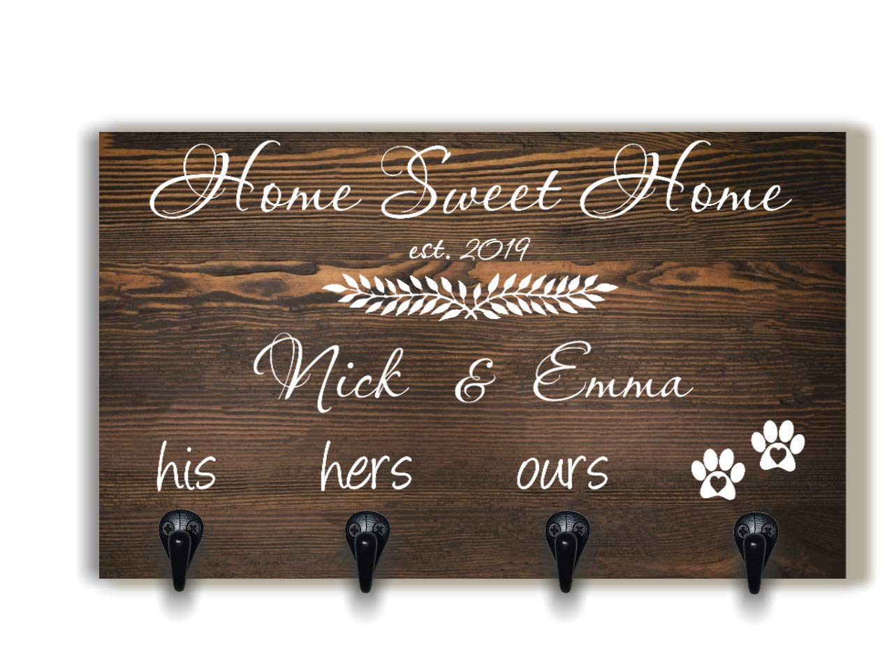 Personalized Dog Leash Holder & Custom Wall Key Holder - Unique Wedding Gift & Housewarming Present - Perfect for Entryway Organization & Pet Accessories Storage