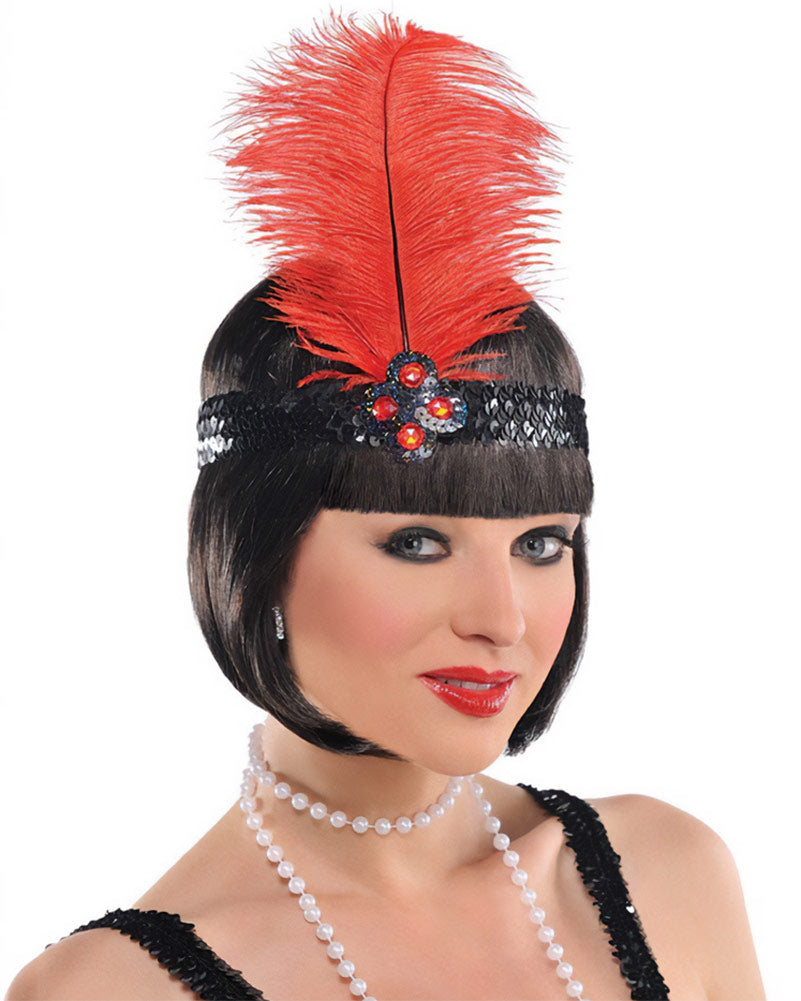 1920s Gatsby Girl Feather Headband - Vintage Flapper Headpiece for Women - Perfect for Roaring 20s Parties, Halloween Costumes & Themed Events
