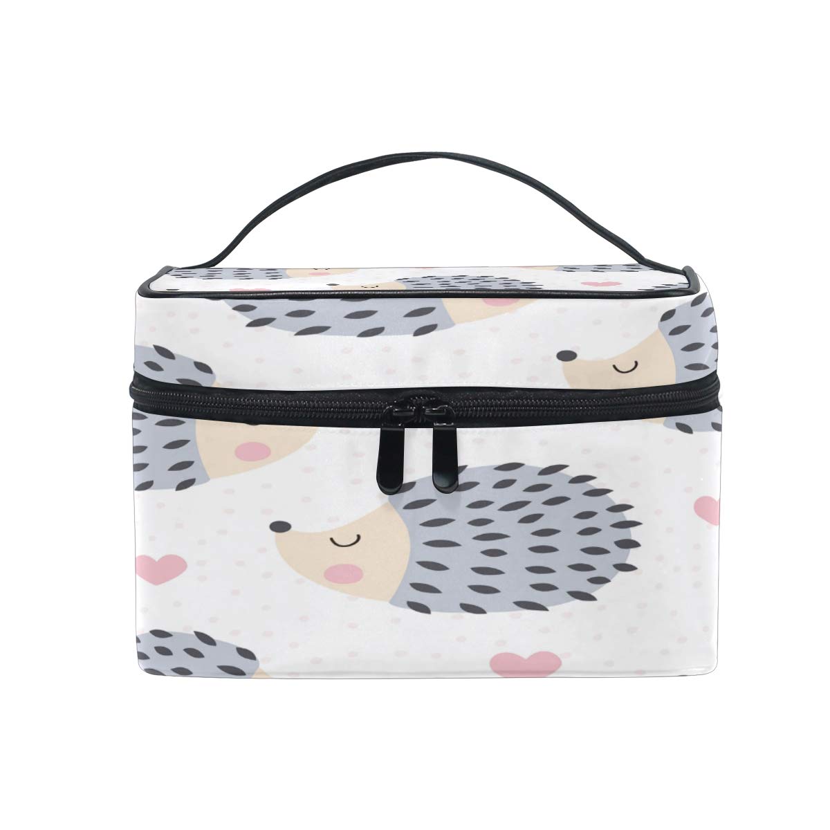 Blueangle Hedgehog Polka Dot Makeup Bag - Portable Travel Cosmetic Organizer with Double Zipper - Waterproof Toiletry Bag for Women (9