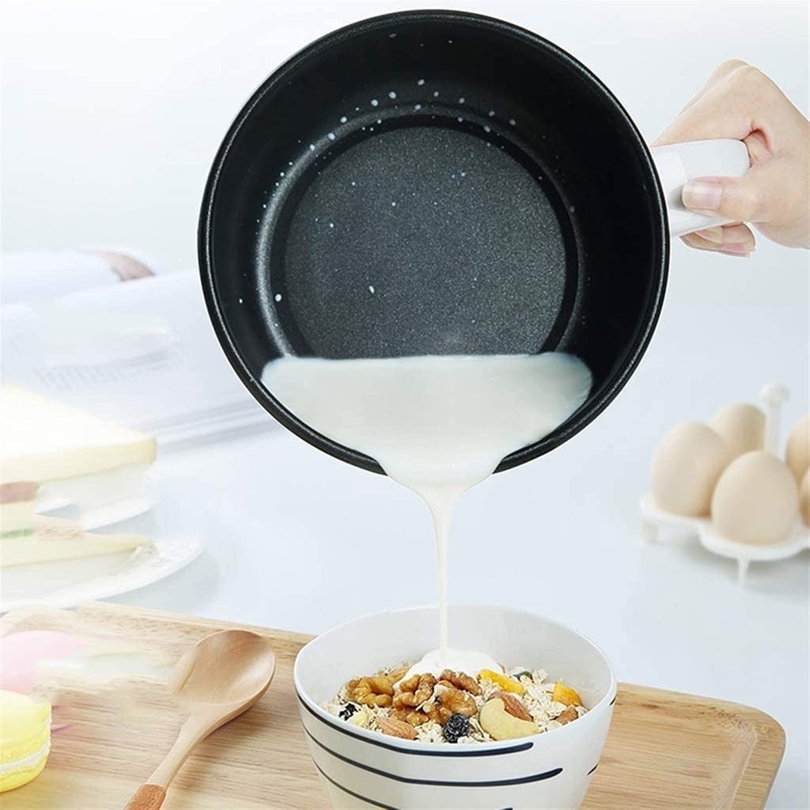 HHWKSJ 1.3L Electric Hot Pot - Multi-Functional Stainless Steel Mini Cooker with Boil-Dry Protection | Dual Power | Perfect for Boiling Water, Cooking Noodles, Ramen, Eggs, Pasta, Dumplings, Soup & Oatmeal | Ideal for Dorm Rooms, Office Lunches & Small Kitchen Cooking