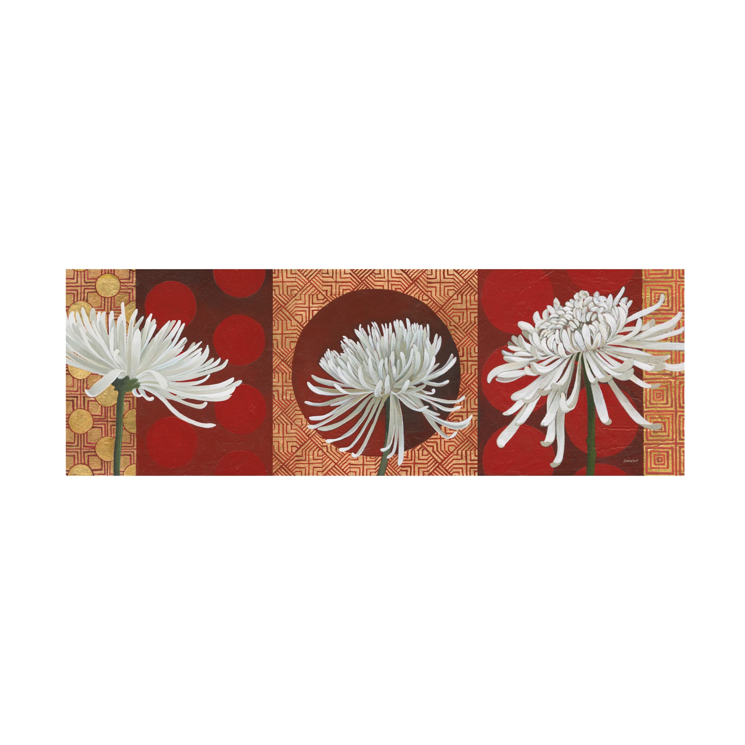 Morning Chrysanthemums V Canvas Wall Art Print by Kathrine Lovell - Floral Home Decor for Living Room, Bedroom & Office - Modern Botanical Painting for Interior Design