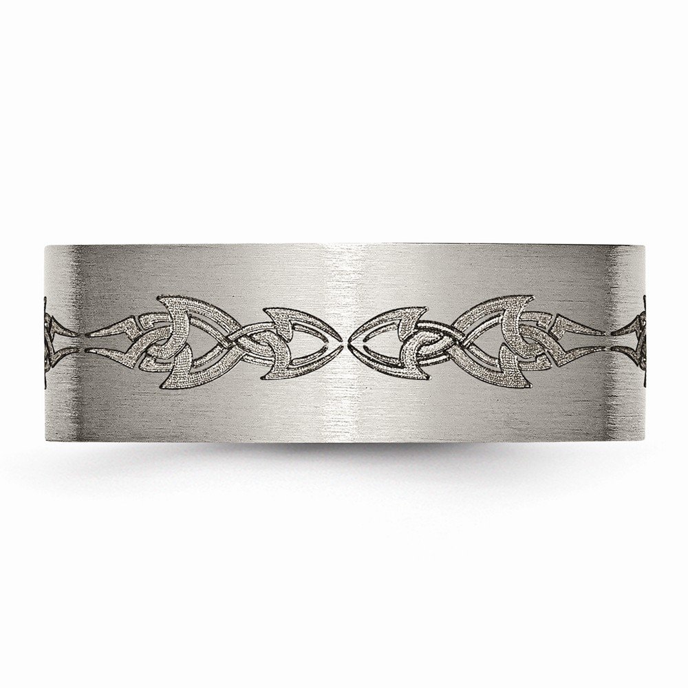 Jewels By Lux Titanium Flat 8mm Laser Engraved Brushed Wedding Band Ring for Men - Perfect for Anniversary, Engagement & Everyday Wear