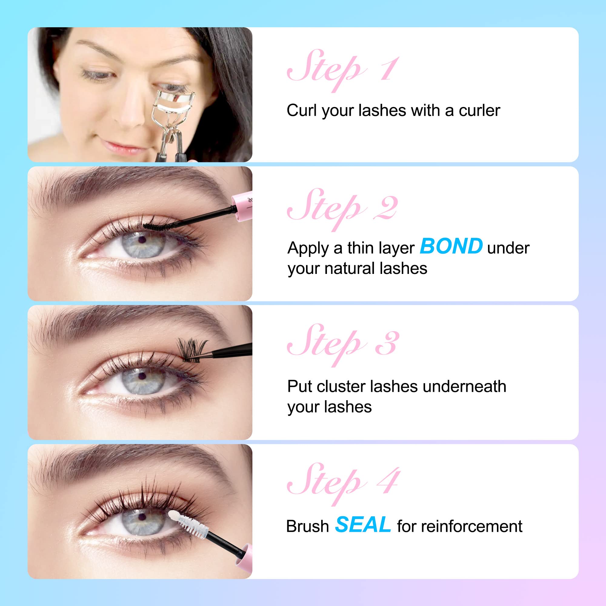 JIMIRE 2-in-1 Lash Glue Bond & Seal - Waterproof Eyelash Adhesive for DIY Individual & Cluster Lashes | 72 Hour Strong Hold | Hypoallergenic for Sensitive Eyes | Perfect for Daily Wear, Special Occasions & Professional Makeup