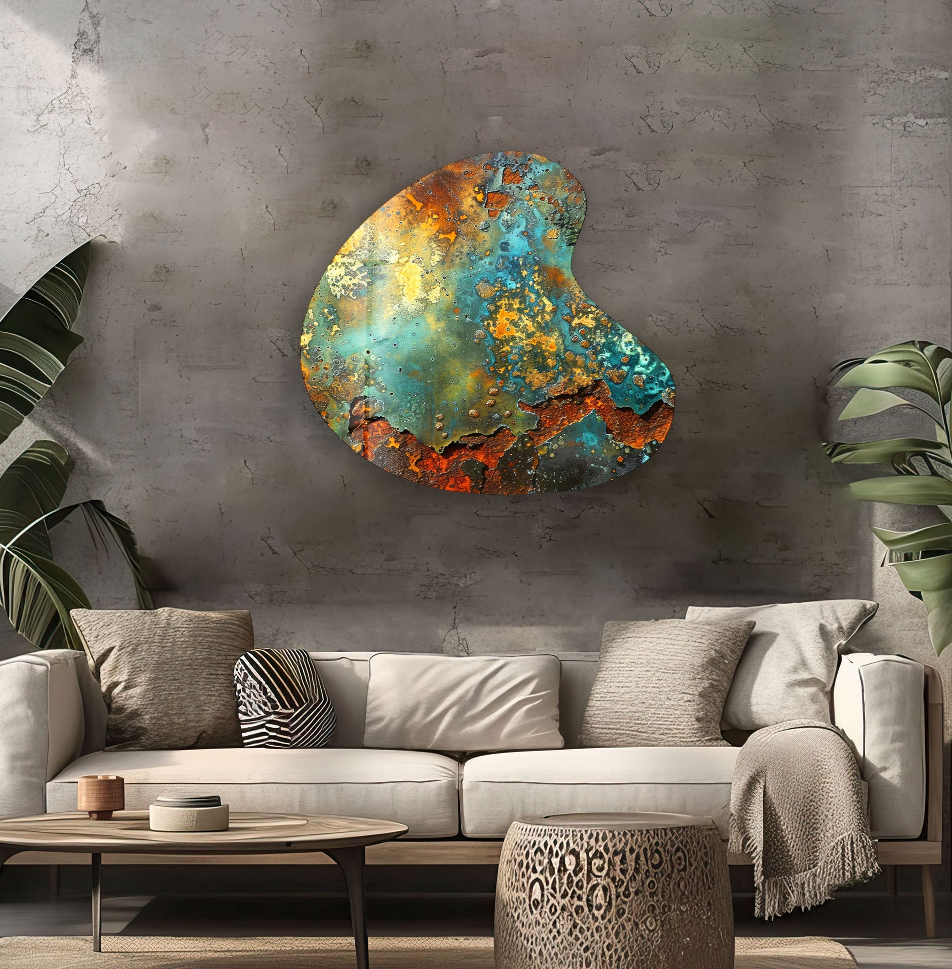 Abstract Green Irregular Glass Wall Art - Modern Handmade Home Decor for Living Room, Bedroom & Office - Unique Contemporary Art Piece for Interior Design