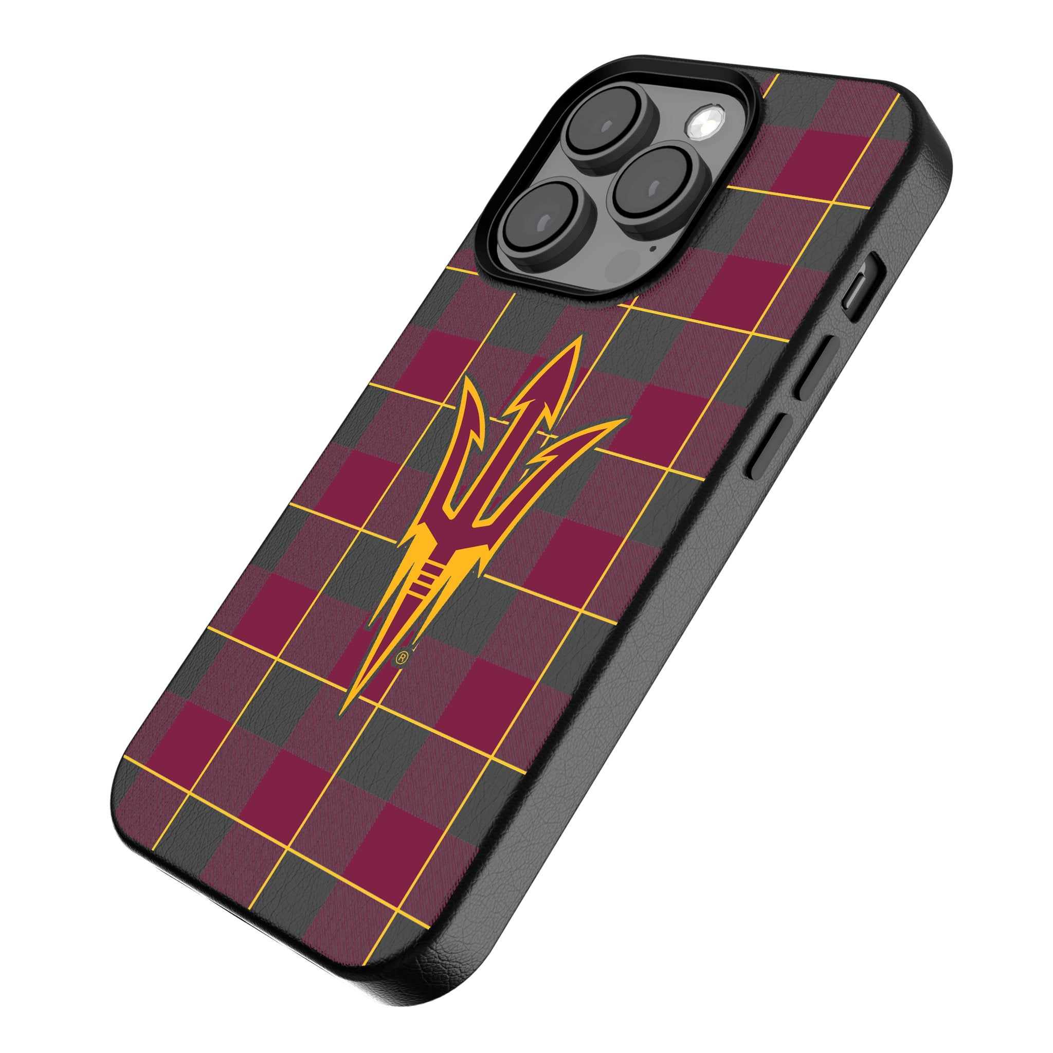 Arizona State University Sun Devils Plaid MagSafe Compatible iPhone Case for iPhone 13/14/15 Pro Max - Stylish & Protective College Phone Cover for School Spirit & Daily Use
