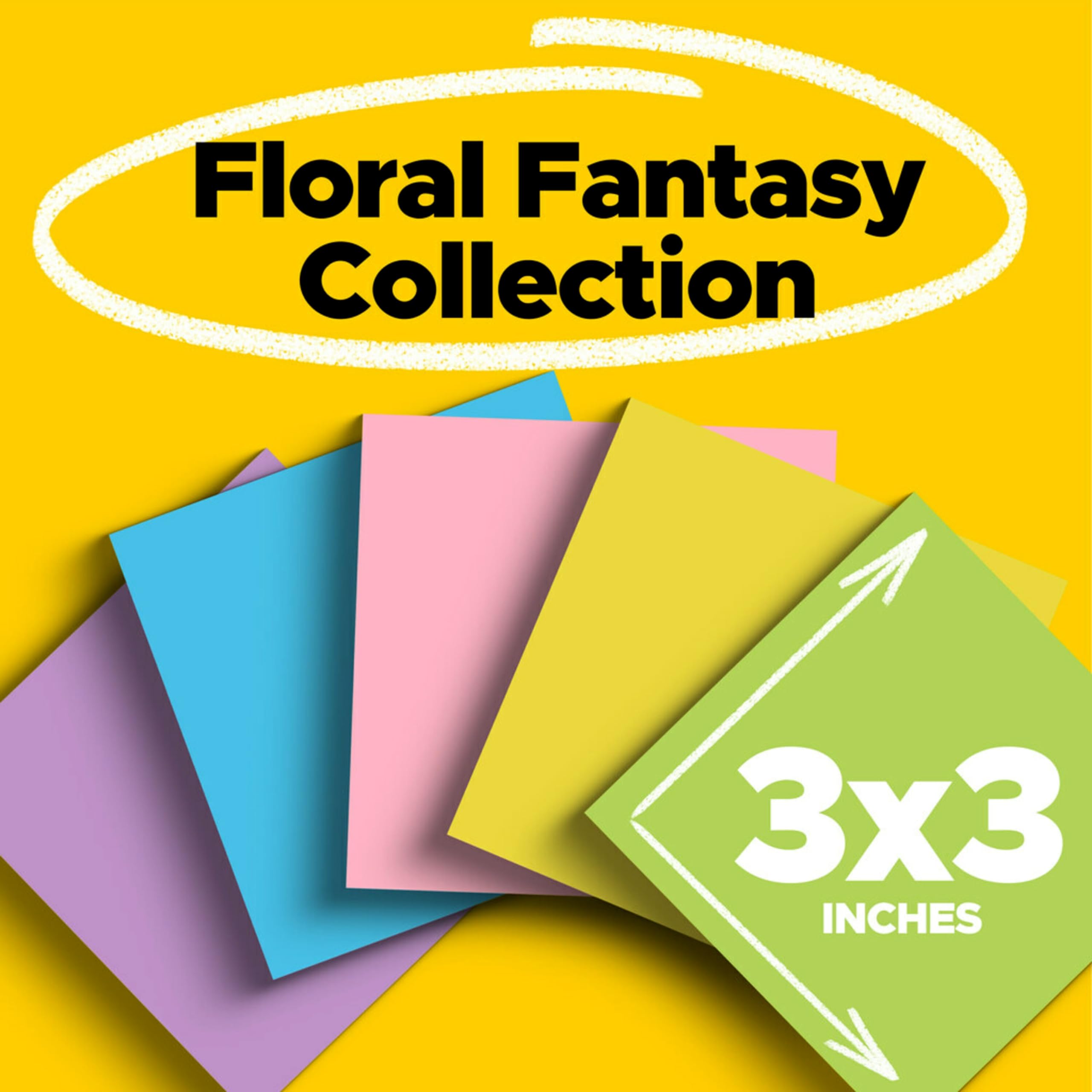 Floral Fantasy Sticky Notes, 3x3 Inch, 18 Pads - Office & School Supplies
