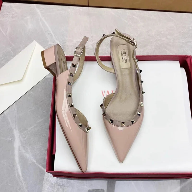 Luxury Gladiator Sandals for Women - Designer Rivet Slingback Sandals with 3cm Chunky Heel | Summer Fashion Footwear for Beach, Party & Casual Outings