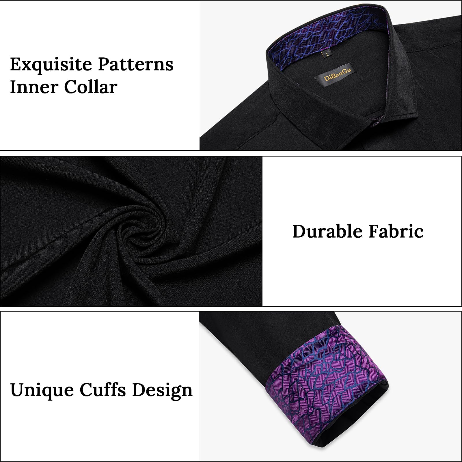 DiBanGu Men's Button Down Dress Shirts - Long Sleeve Casual & Formal Business Shirt, Regular Fit Cotton Blend with Contrast Inner Collar - Perfect for Office Wear, Business Meetings & Smart Casual Outfits