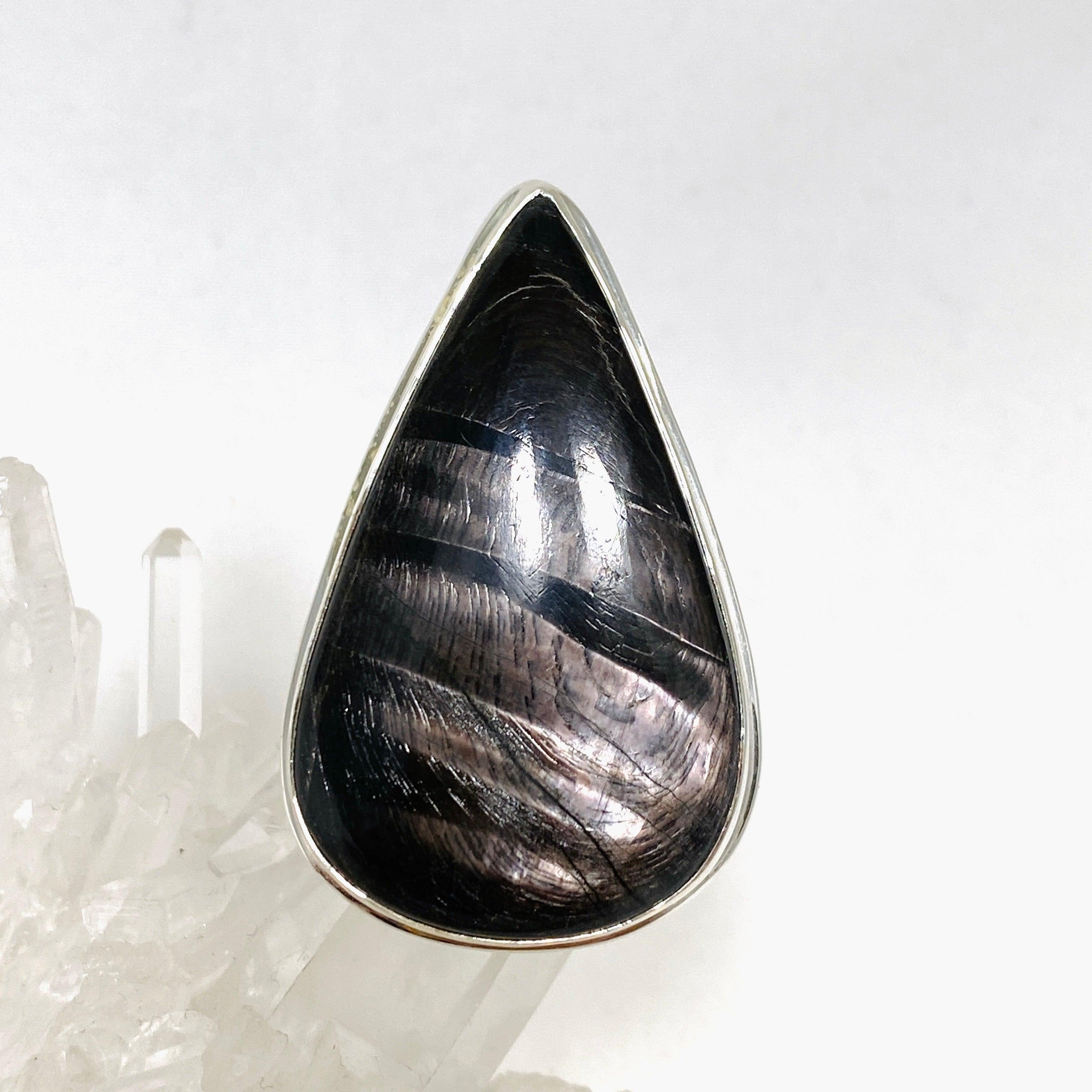 Hypersthene Teardrop Split Band Ring - Size 11 - KRGJ3149 | Elegant Crystal Jewelry for Women, Perfect for Weddings, Parties & Everyday Wear