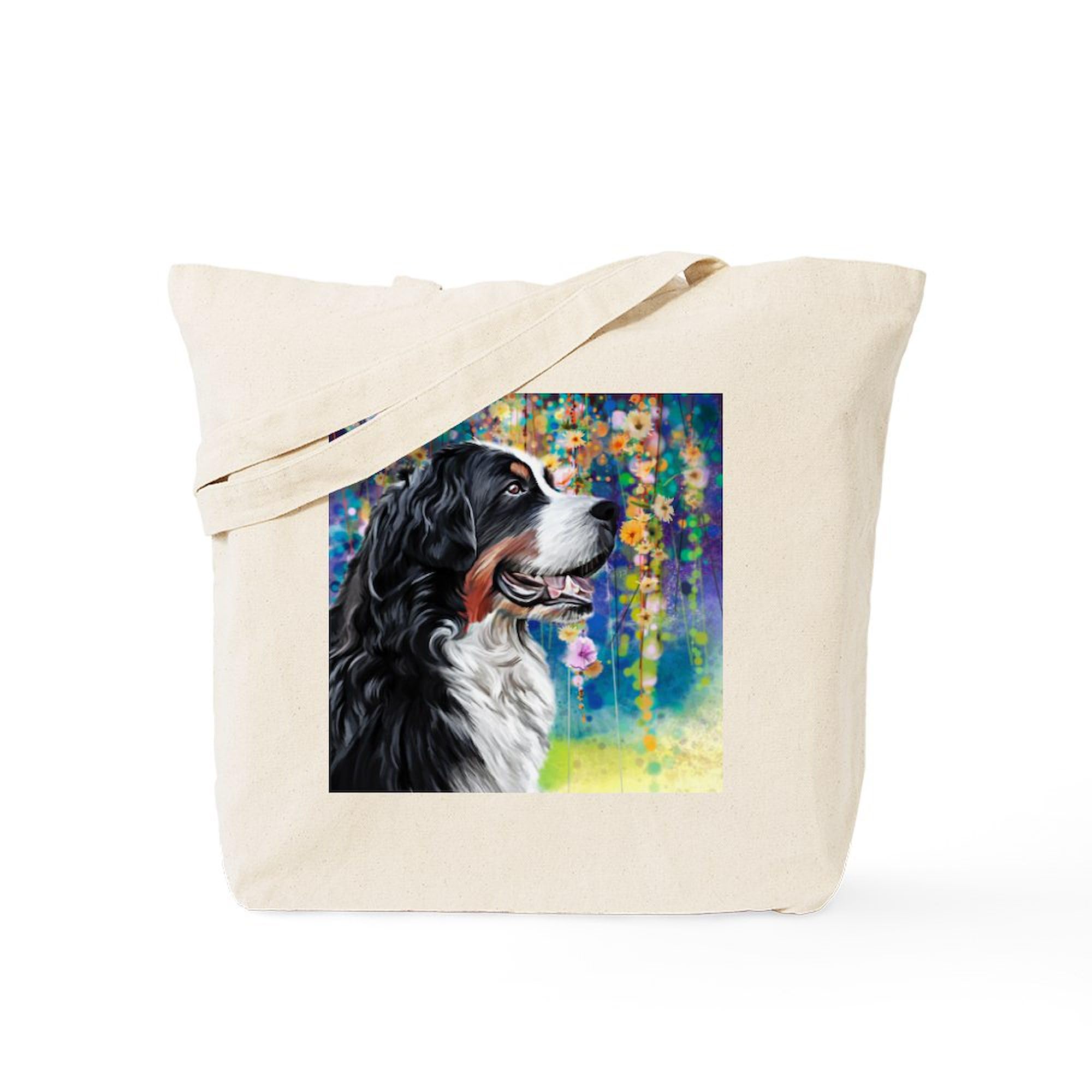 Bernese Mountain Dog Painting Tote Bag - Natural Canvas Reusable Shopping Bag for Groceries, Beach & Daily Use | Eco-Friendly Cotton Tote with Art Print