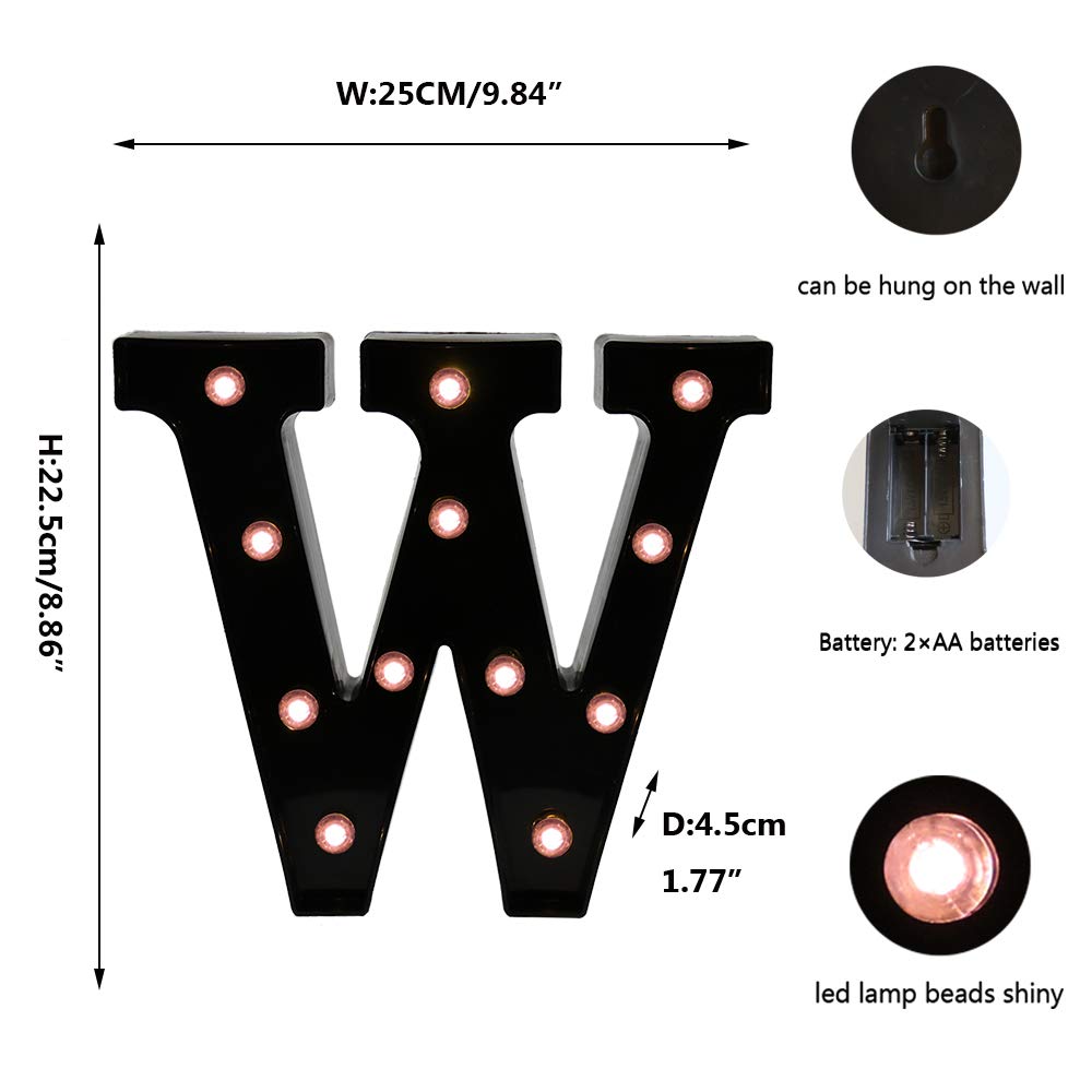 LED Marquee Letter Lights - Black Alphabet & Number Signs for Home, Bar, Wedding & Party Decor - Night Light, Christmas & Birthday Decoration - Perfect for Bedroom, Nursery, Cafe and Event Lighting
