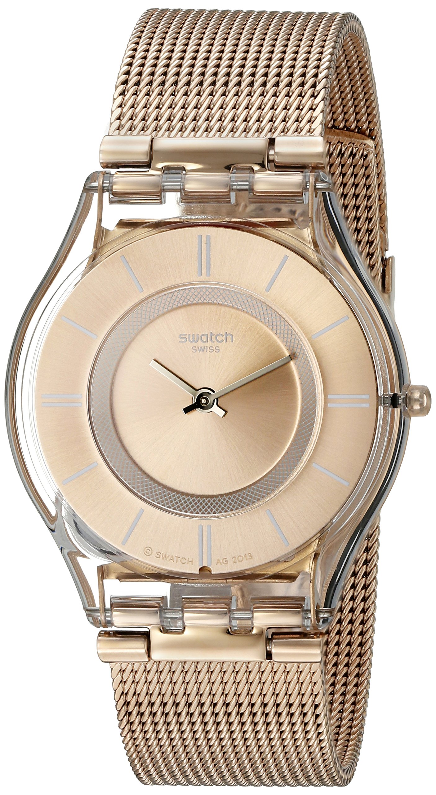 Swiss Swatch SFP115M Women's Rose Gold-Tone Mesh Watch - Elegant Dress Watch for Office, Party & Everyday Wear
