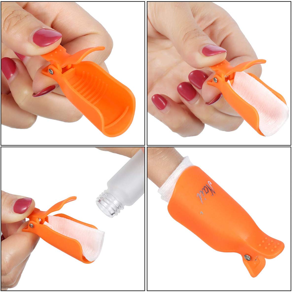 IME Nail Polish Remover Clips Set - 10pcs Orange Gel Soak Off Caps for UV Manicure, Acrylic Nails & Nail Art | Perfect for Salon & Home Nail Care