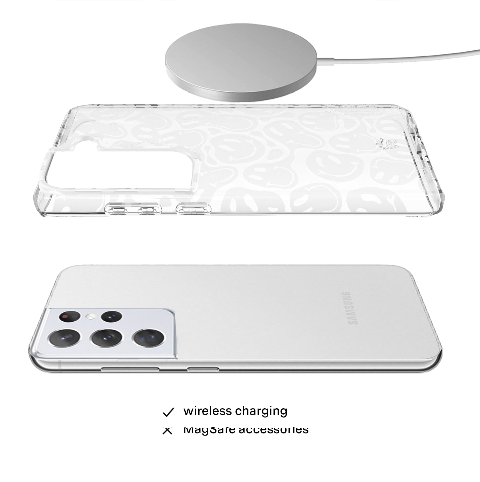 Frosted Clear Smiley Face Phone Case for Samsung Galaxy - Protective & Stylish Cover for Everyday Use, Work, and Travel