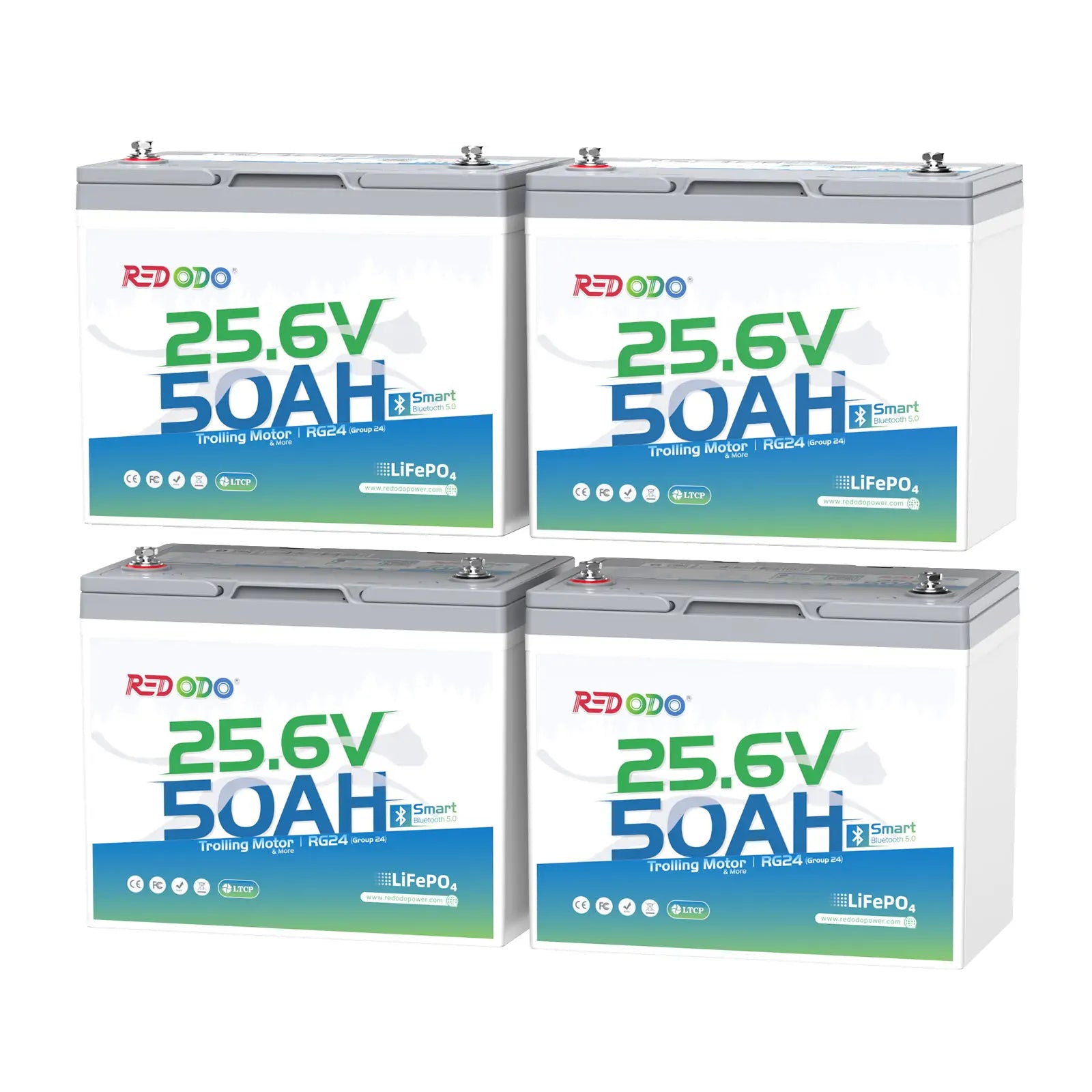 Redodo 24V 50Ah Deep Cycle Lithium Battery with Bluetooth - Compatible with 24V Trolling Motors up to 100 lbs - Perfect for Kayak Fishing, Bass Boats & Marine Applications