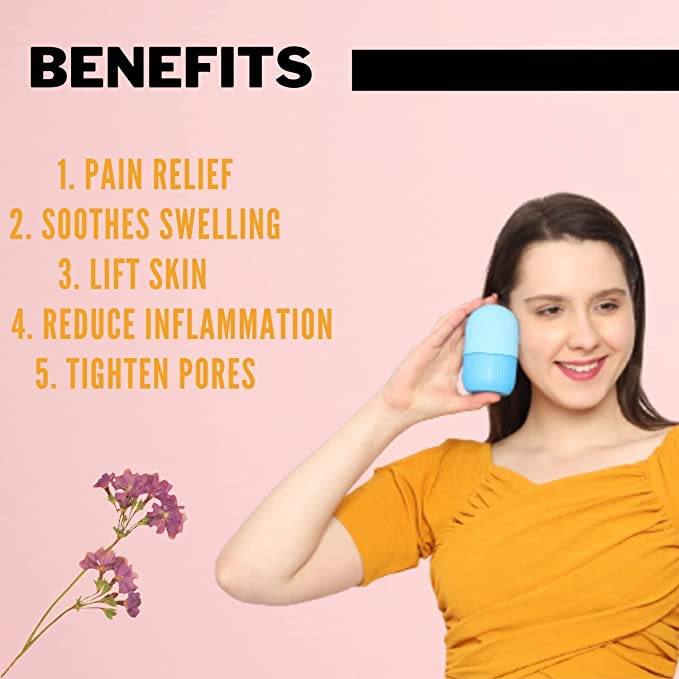 VishBin Ice Roller for Face - Cooling Facial Massage Tool for Women, Leakproof Silicone Roller to Reduce Puffiness & Glow Skin | Perfect for Morning Routine, Post-Workout Recovery & Skincare Regimen