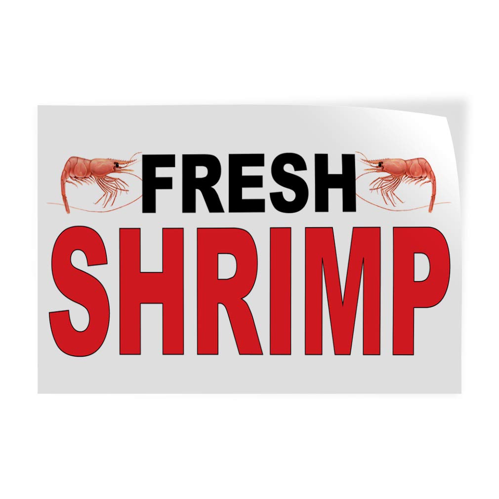 Premium Vinyl Decal Stickers - Fresh Shrimp, Black & Red Bar Design - Multiple Sizes (14x10 Inches) - Durable Restaurant & Food Truck Safety Signs - Perfect for Commercial Kitchens, Food Industry Labeling & Industrial Use