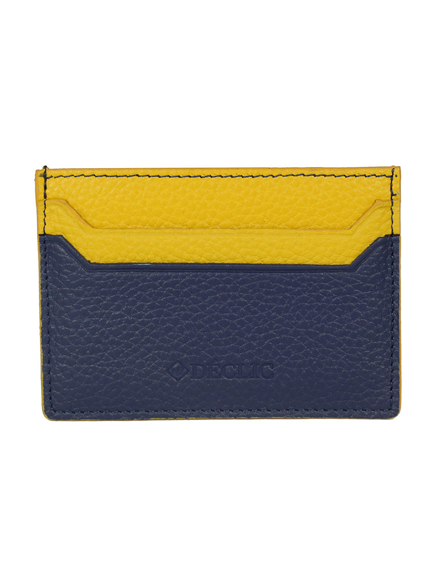 DÉCLIC Block Reverse RFID Blocking Credit Card Wallet - Slim & Secure Blue & Yellow Bifold Wallet for Men & Women | Perfect for Travel, Business & Everyday Use