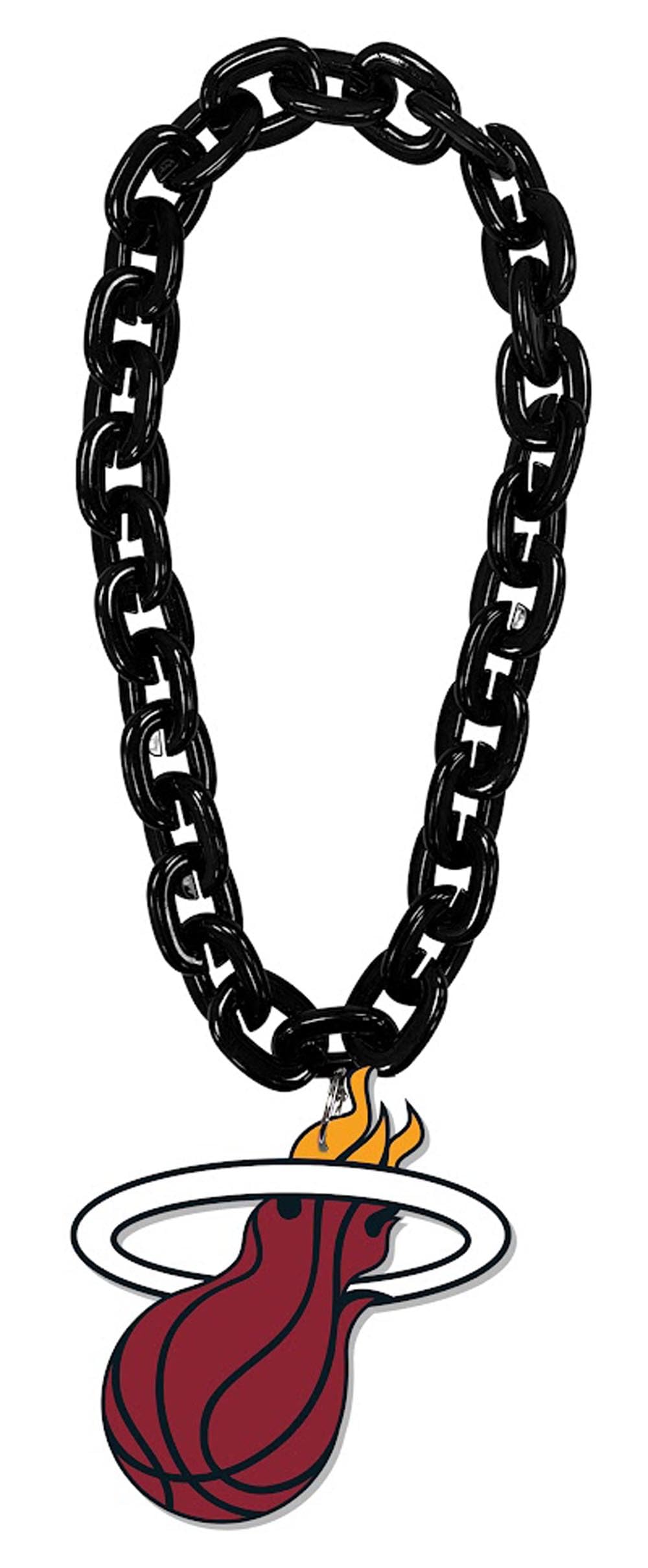 Aminco Miami Heat NBA Basketball Fan Chain Necklace - Black - Perfect for Basketball Games, Sports Events & Fan Gifts