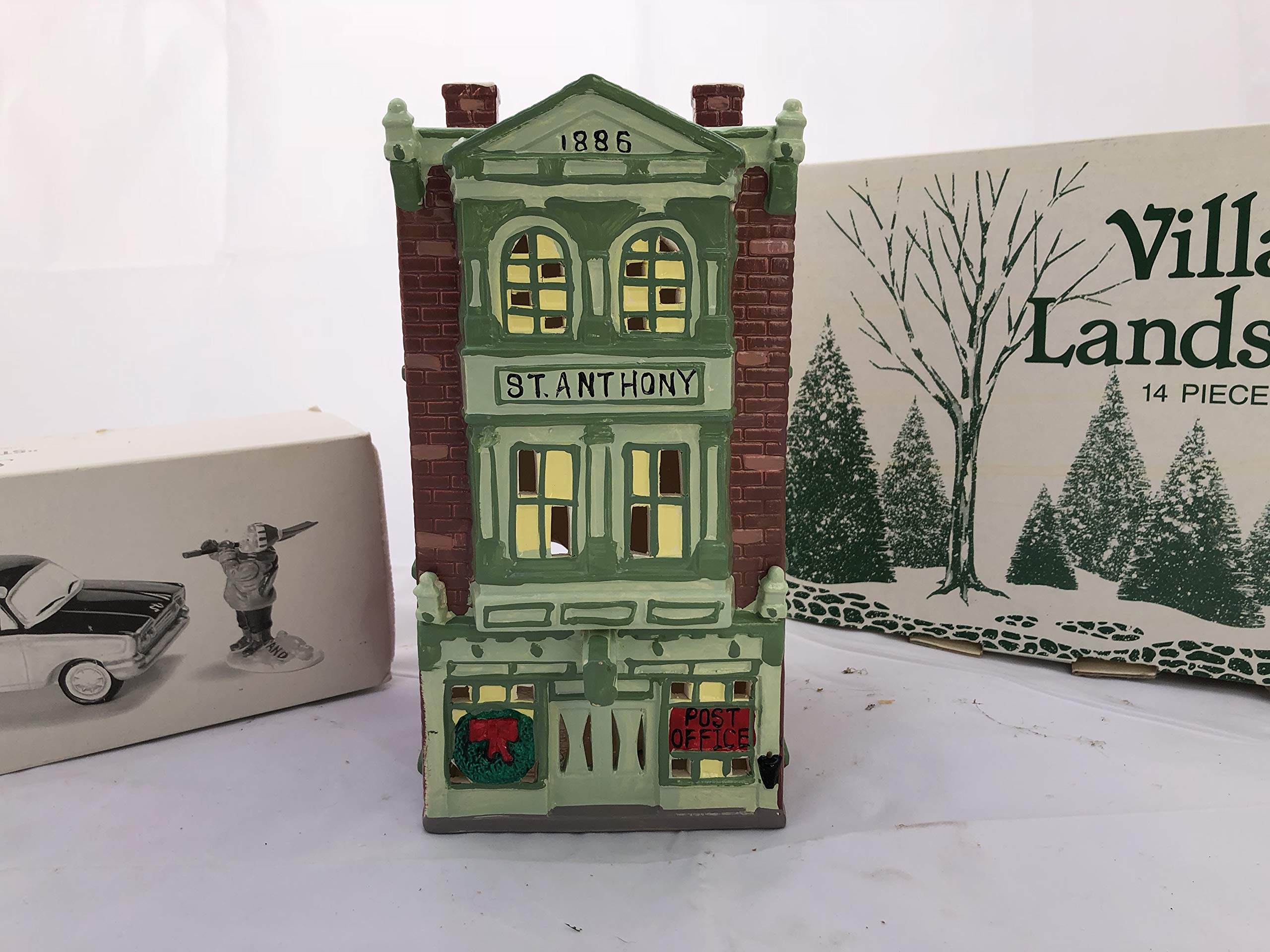 Department 56 St. Anthony Hotel & Post Office 50067 - Original Snow Village Collectible Christmas House Building (2-Piece Set) | Holiday Village Display, Christmas Decor, Winter Collectibles