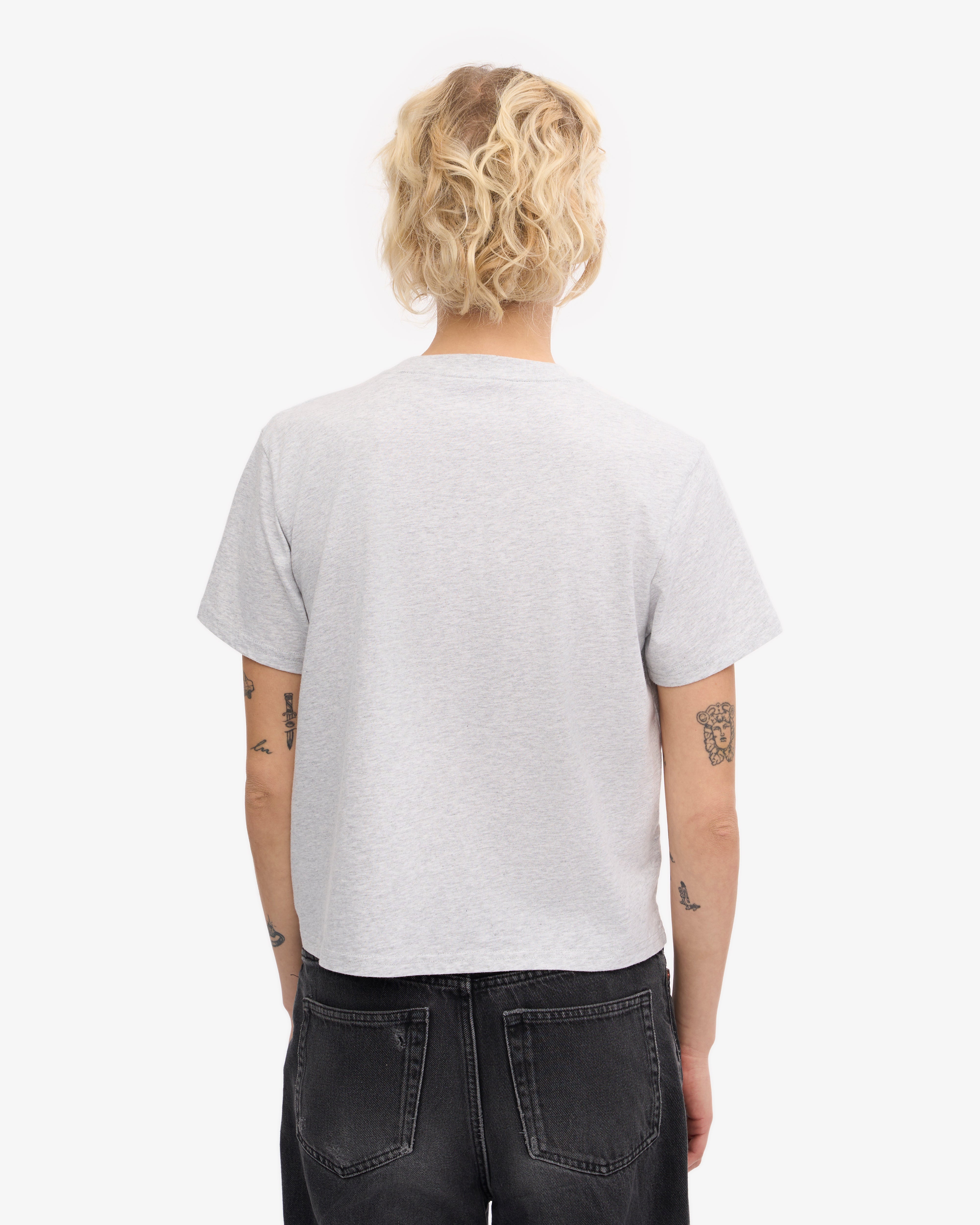 Organic Boxy Crop Tee - Soft Cotton Oversized T-Shirt for Women | Snow Melange | Casual Wear, Street Style & Layering Essential