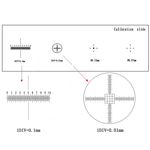 Precision Microscope Stage Micrometer Calibration Slide - 4-Scale 0.01mm Multifunctional Reticle Ruler for Lab & Research | Ideal for Microscope Calibration, Cell Measurement & Scientific Experiments