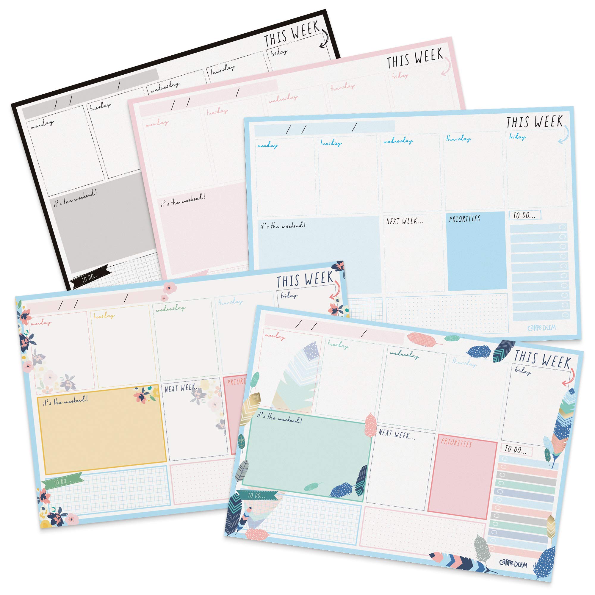 Pukka Pad Carpe Diem Weekly Planner - Floral Design Disty Planner for Work, School & Home Organization - Perfect for Scheduling, To-Do Lists & Productivity Planning