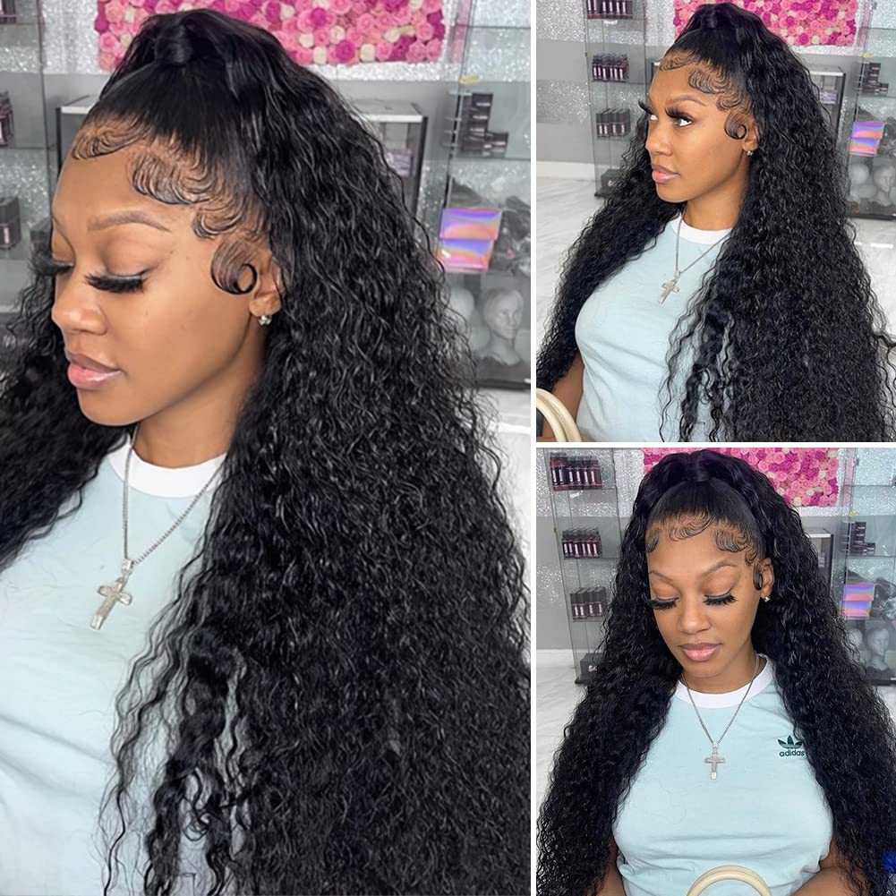 CYNOSURE HD Transparent Lace Front Wigs Human Hair - 180% Density Brazilian Kinky Curly Lace Frontal Wig with Baby Hair | 9A Grade Natural Black Hair Color 22inch | Perfect for Black Women, Daily Wear, Cosplay & Special Occasions