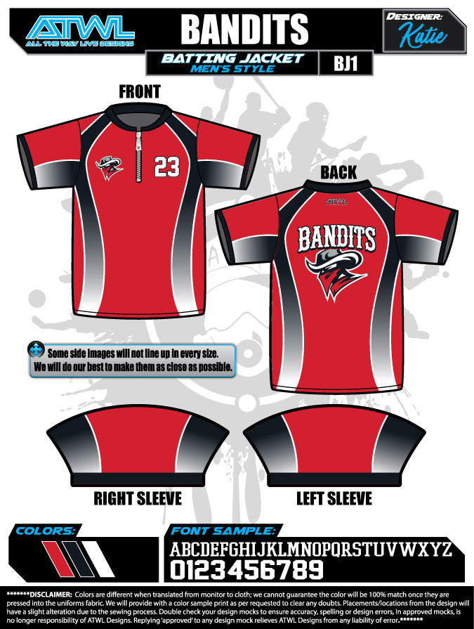 Bandits 8U Baseball Batting Jacket - Youth Baseball Practice & Game Wear for Cold Weather