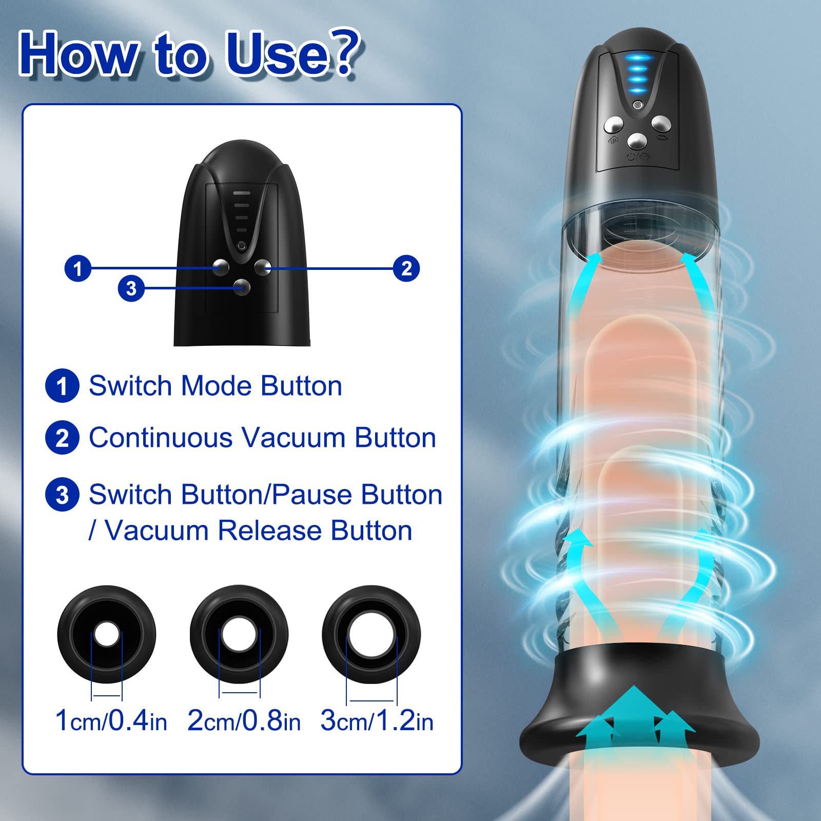 Electric Penis Pump for Men - Automatic Vacuum Enlargement Stimulator with 4 Suction Modes, Adult Male Enhancement Device - Perfect for Couples Play & Solo Pleasure