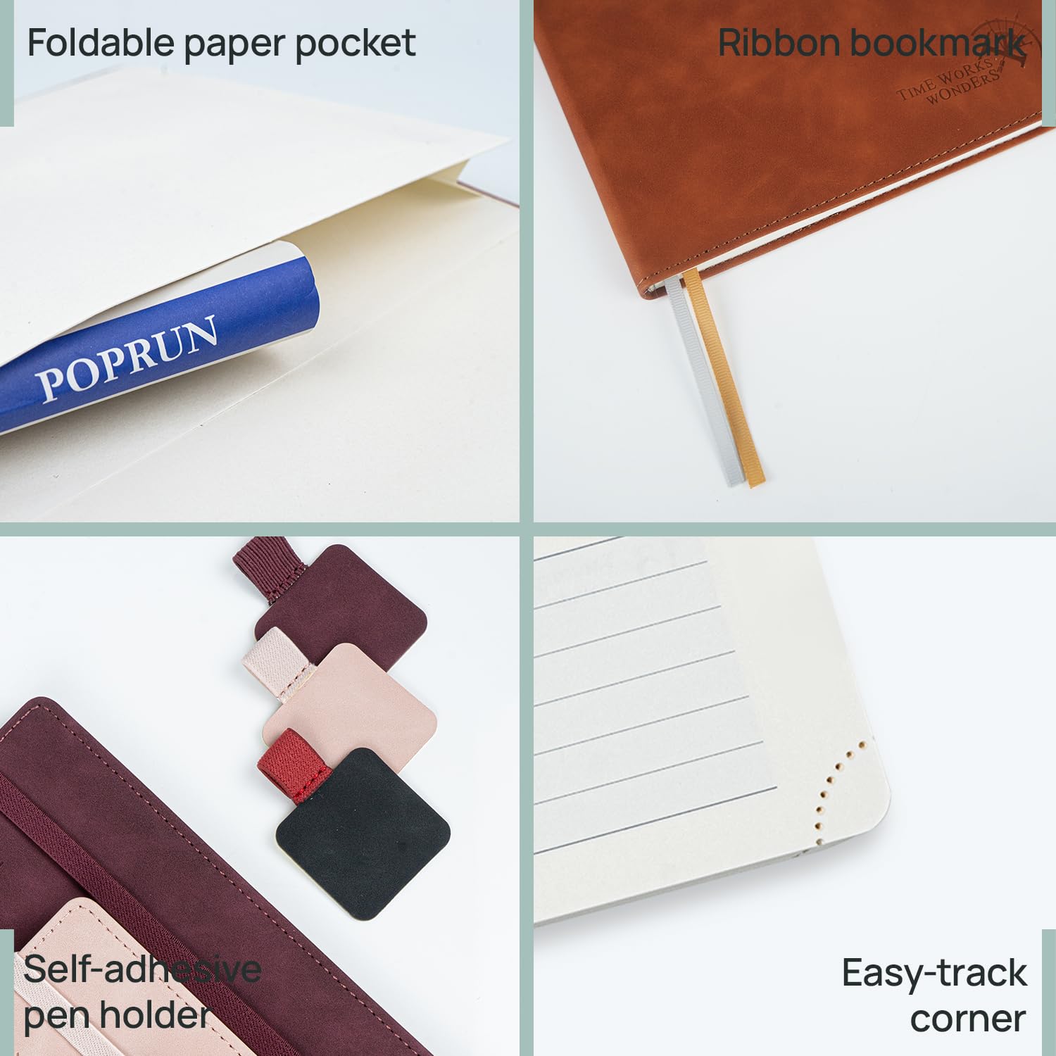 POPRUN 2024-2025 Leather Cover Pocket Planner (4'' x 6.25'') - Weekly & Monthly Academic Calendar Organizer for Time Management, Mini Purse Size with Inner Pocket (July 2024-June 2025) - Perfect for Students, Professionals & Daily Planning