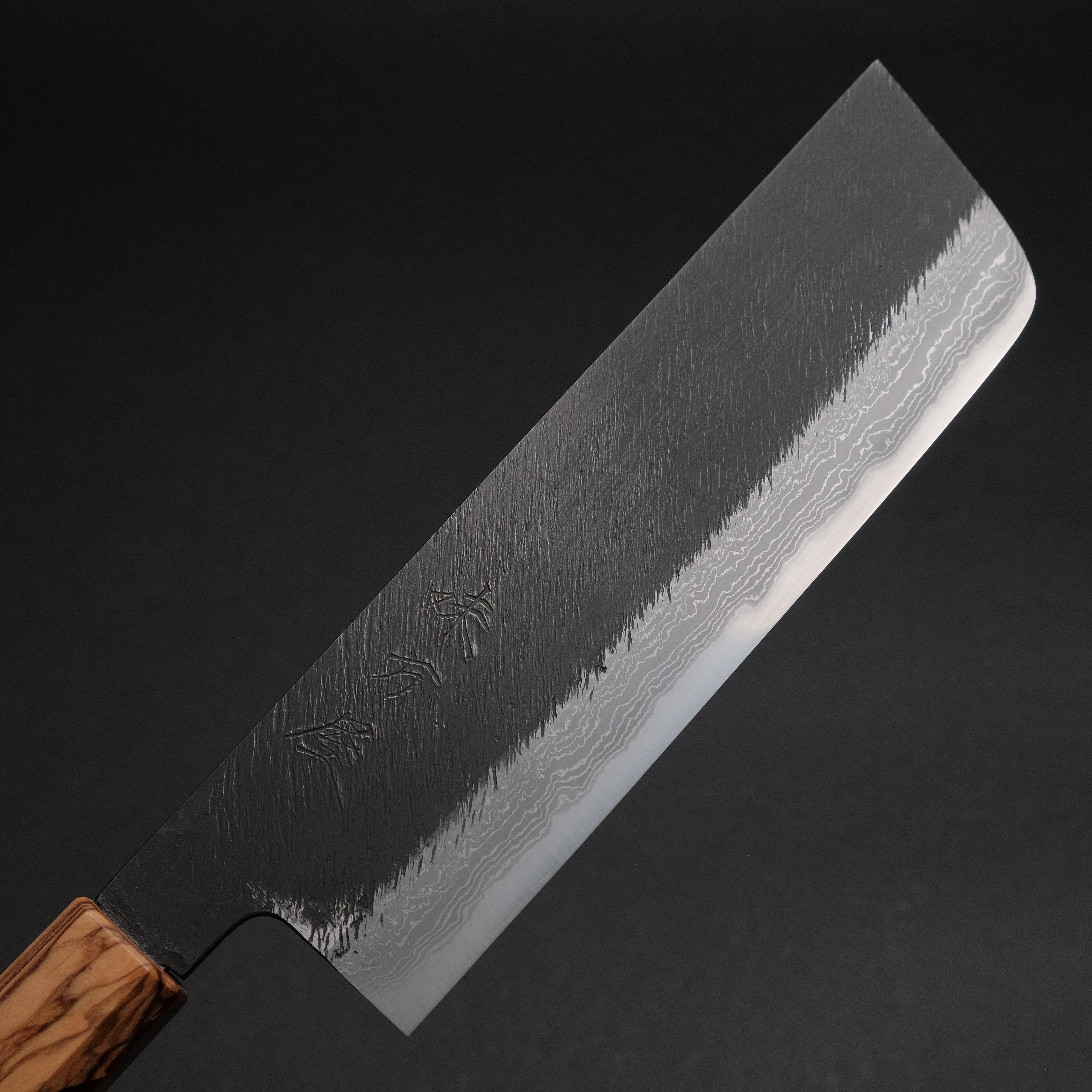 Ajikataya White #2 Matsuba Damascus Nakiri Knife 180mm - Premium Japanese Kitchen Knife with Olive Wood & Resin Handle (#16) - Perfect for Sushi, Vegetables & Precision Cutting