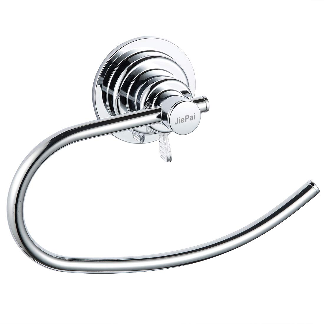 JiePai Vacuum Suction Towel Holder - No Drill Bathroom & Kitchen Towel Ring, Chrome Finish for Shower, Washcloth & Hand Towels - Perfect for Small Spaces, Apartments, RVs & Dorm Rooms