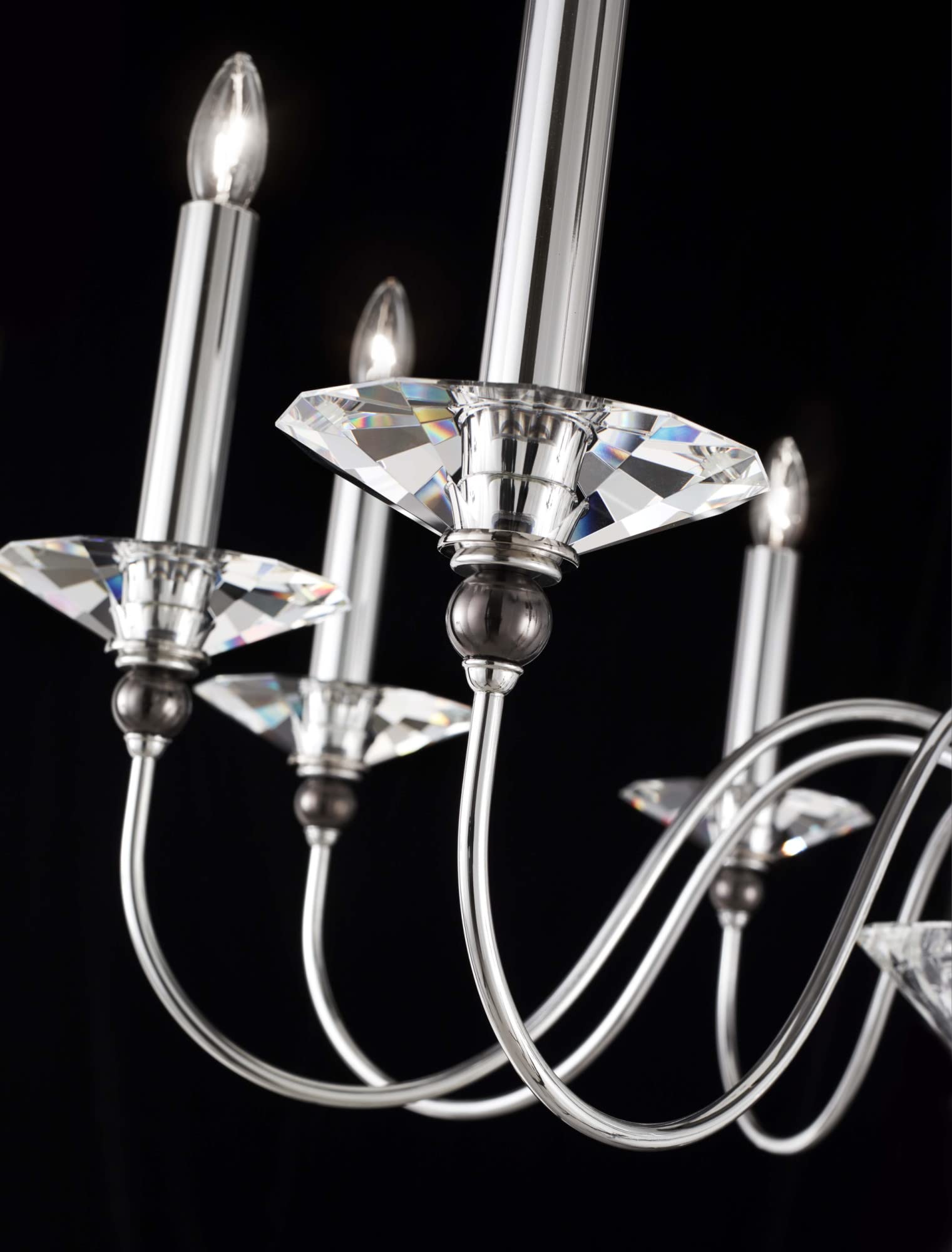 Swarovski Crystal Jasmine Chandelier - 40CL Elegant Silver Ceiling Light Fixture for Dining Room, Bedroom & Living Room Lighting Decor