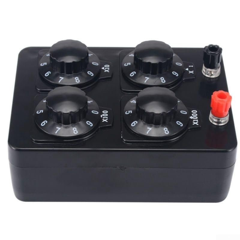 Precision Variable Resistance Decade Box 0-9999 Ohm - Adjustable Resistor Box for Electronics Lab, DIY Projects & Physics Teaching (J2362 Model B) - Ideal for Circuit Testing, Calibration & Educational Experiments